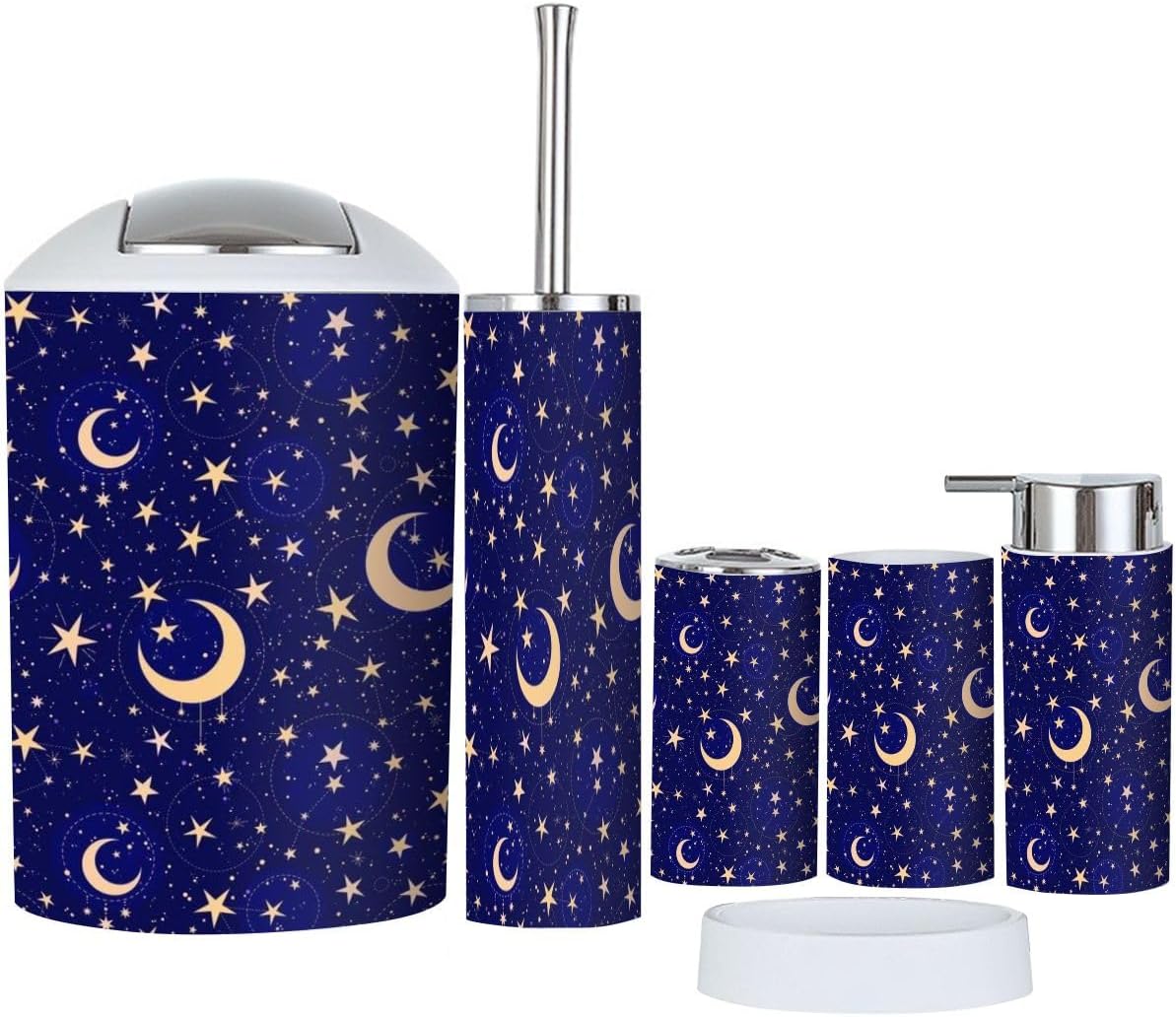 Starry Night Sky Bathroom Accessories Set 6 Pcs