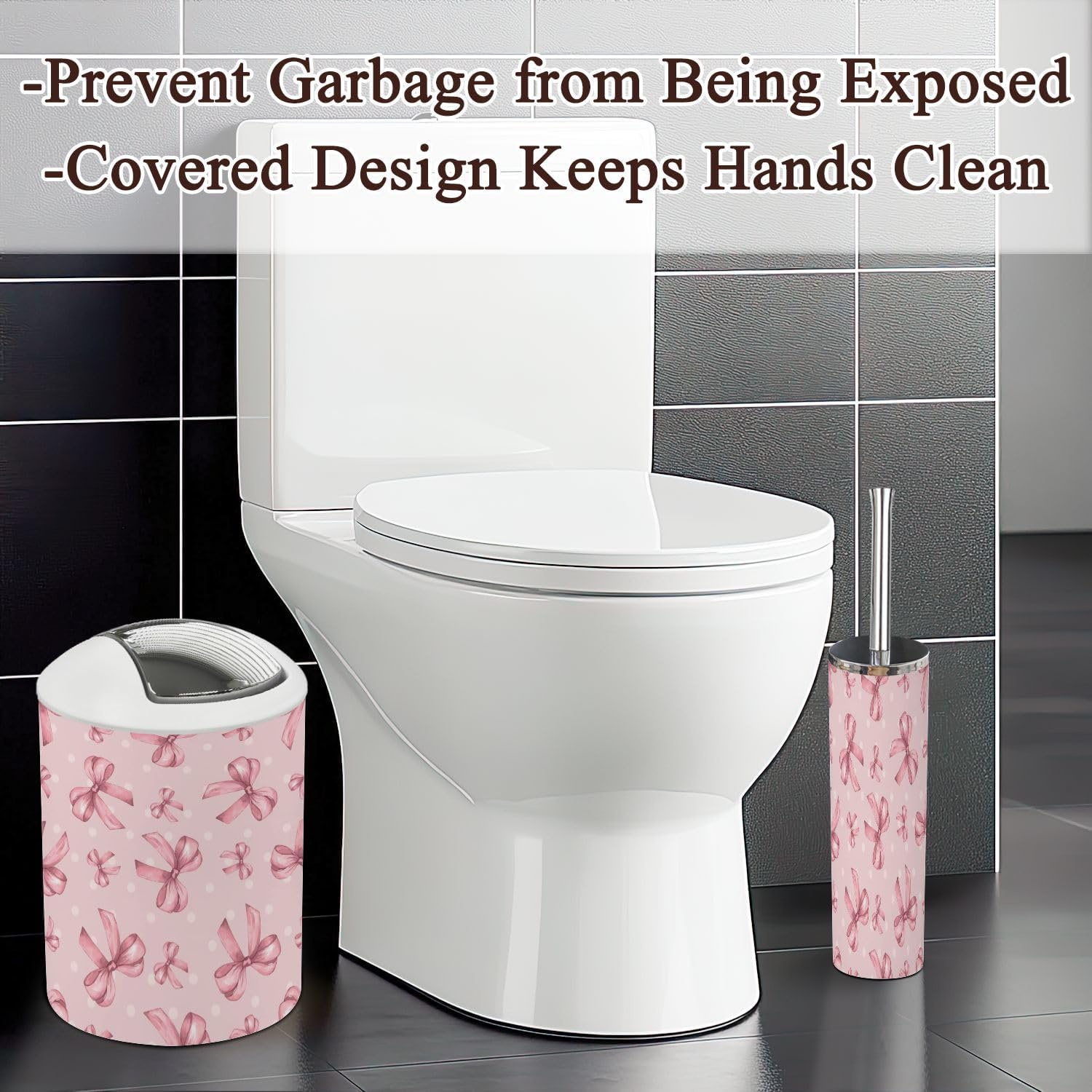 6 Piece Bathroom Accessories Set with Bows Dots