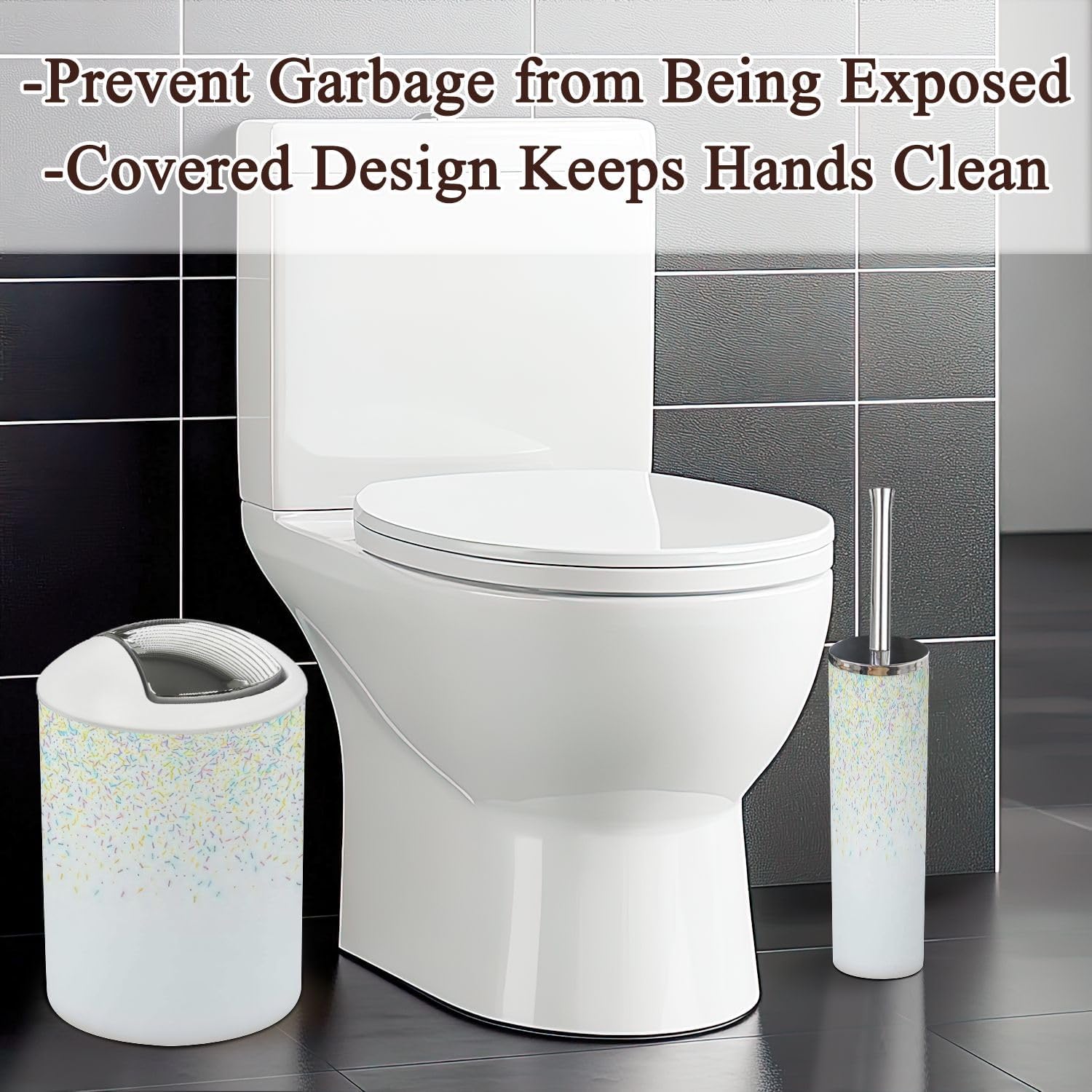 6 Piece Bathroom Accessories Set with White Chocolate Glaze Design