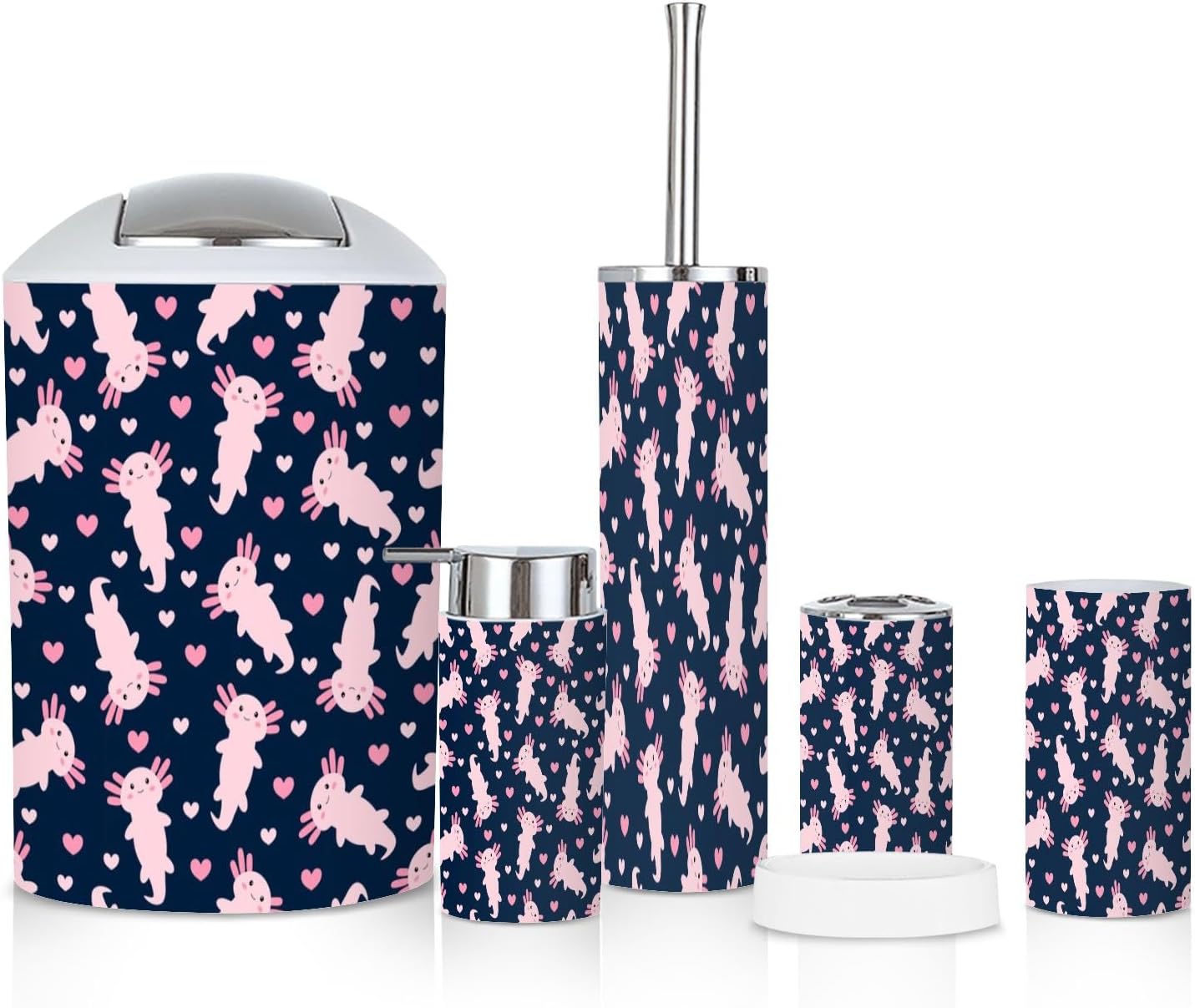 6 Piece Axolotl Bathroom Accessories Set 1