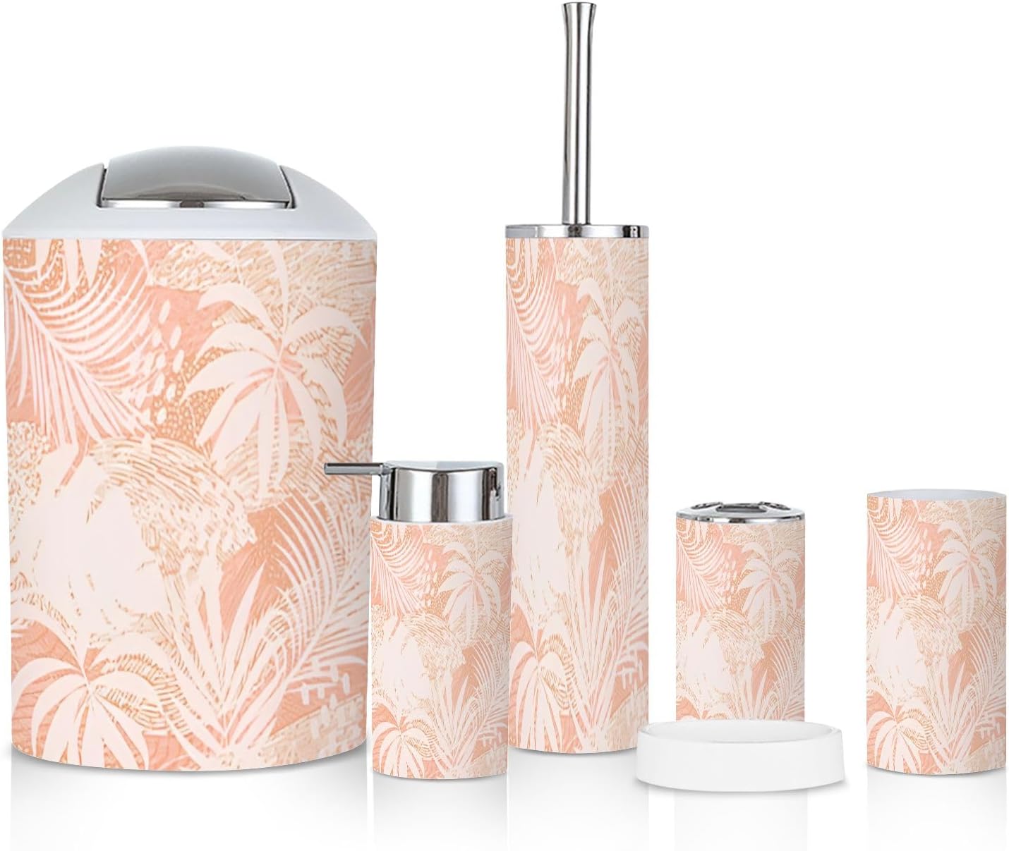 6-Piece Tropical Leaves Bathroom Accessories Set