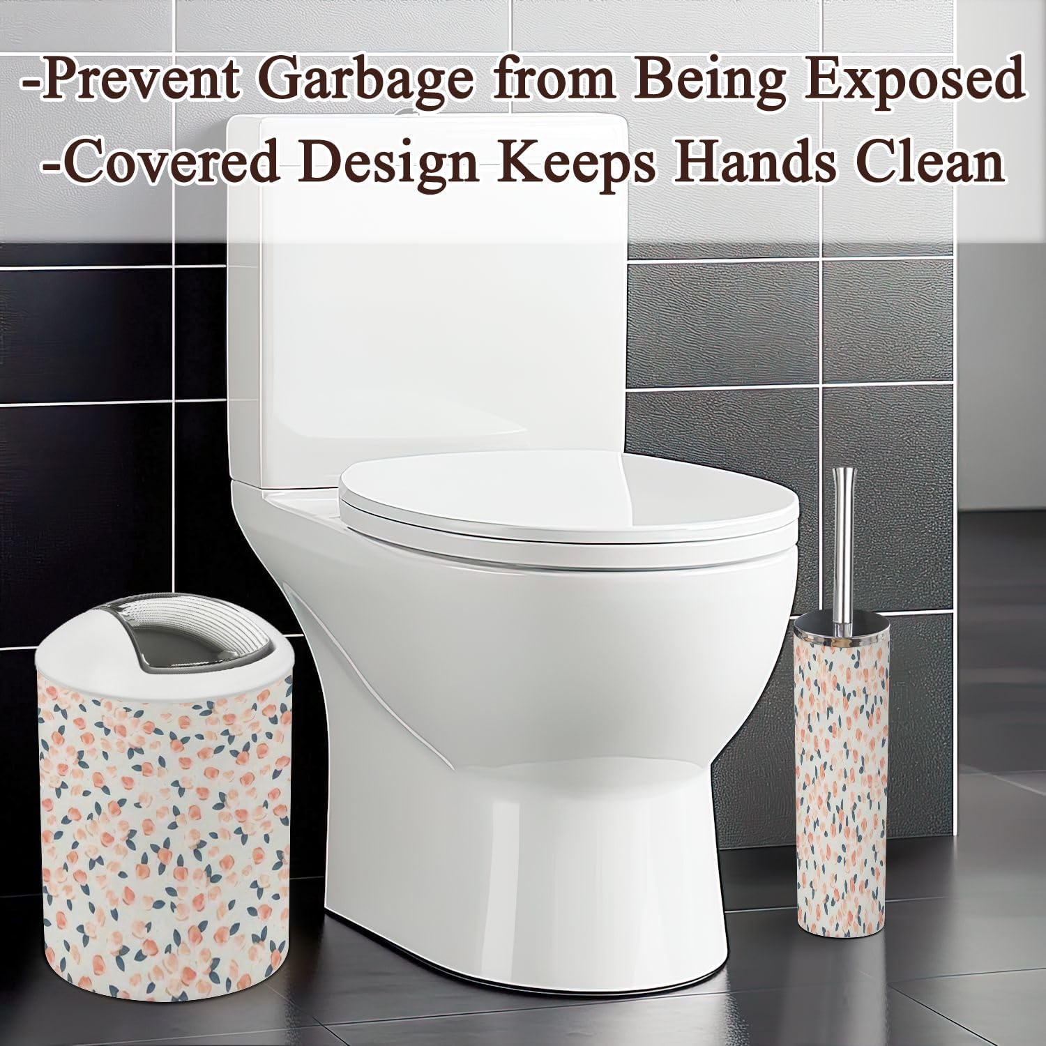 6-Piece Boho Bathroom Accessories Set with Floral Design