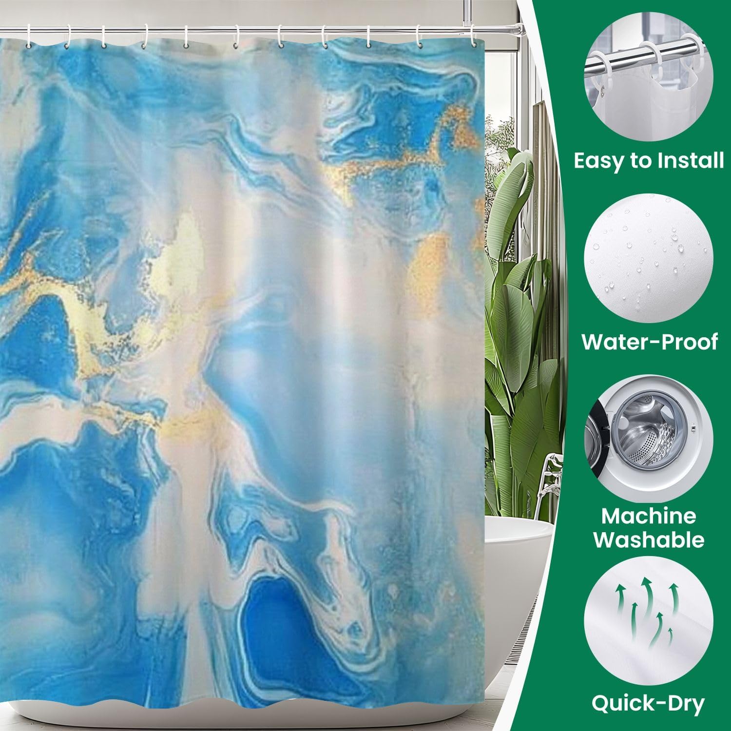 JCOOKLOFTS 4 Piece Luxury Shower Set with Rugs and Mats