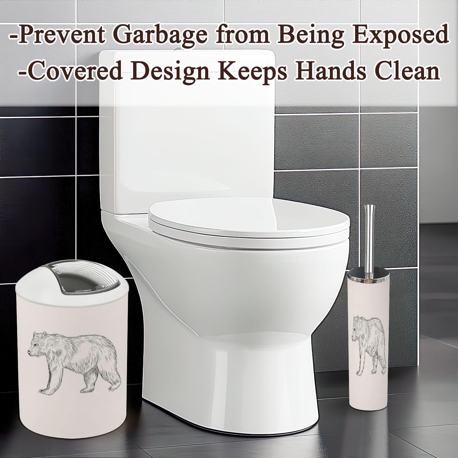 Sketch Bear Bathroom Accessories Set 6 Pcs