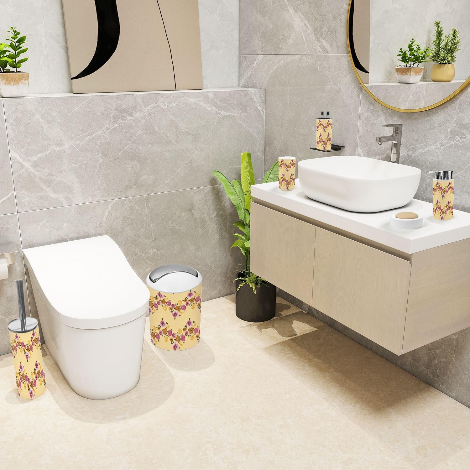 Boho 6 Piece Bathroom Accessories Set