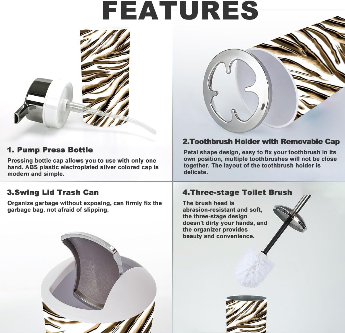 Bathroom Accessories Set 6 Pcs Durable Decorative