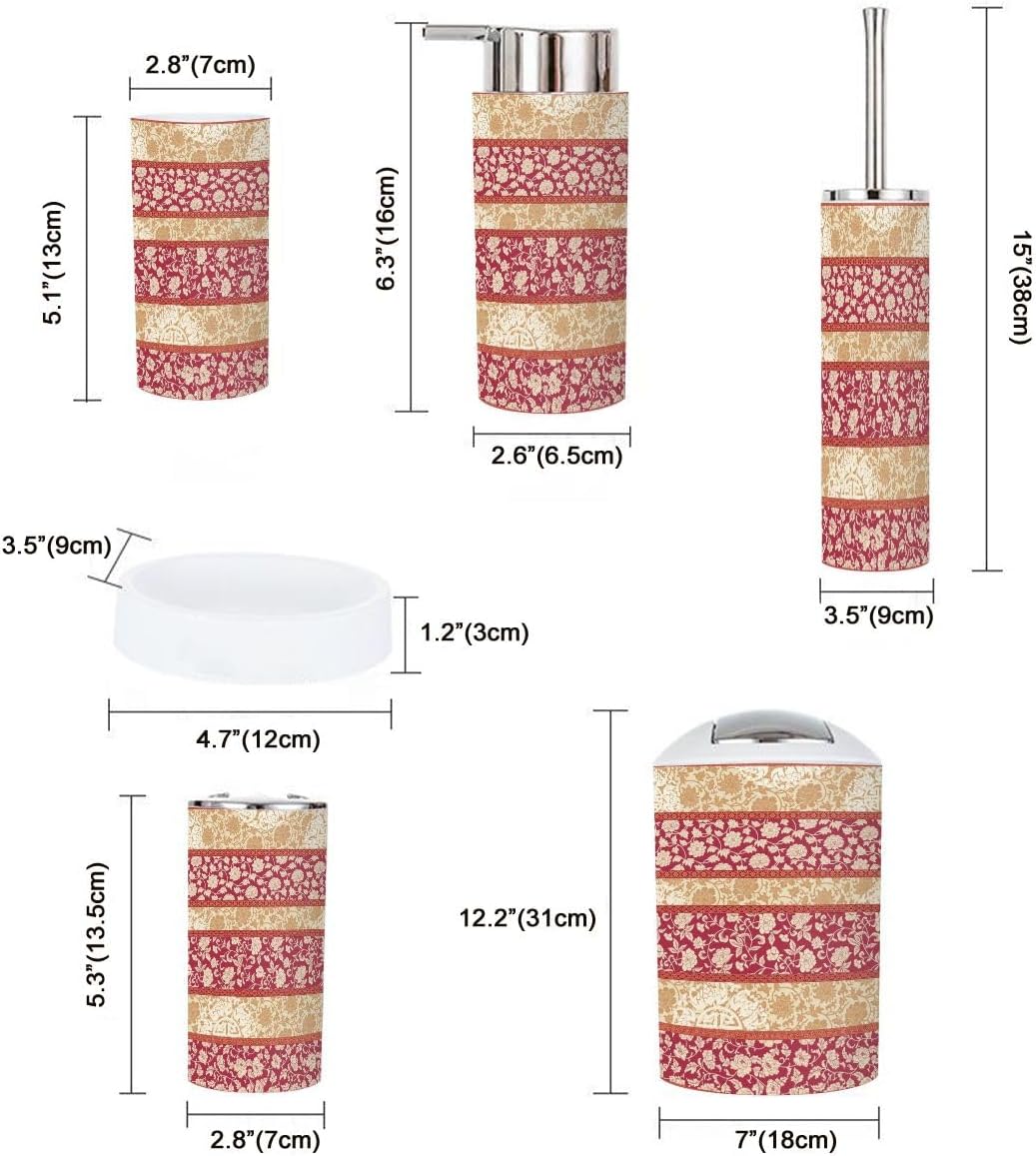 Traditional Chinese Floral 6-Piece Bathroom Accessories Set