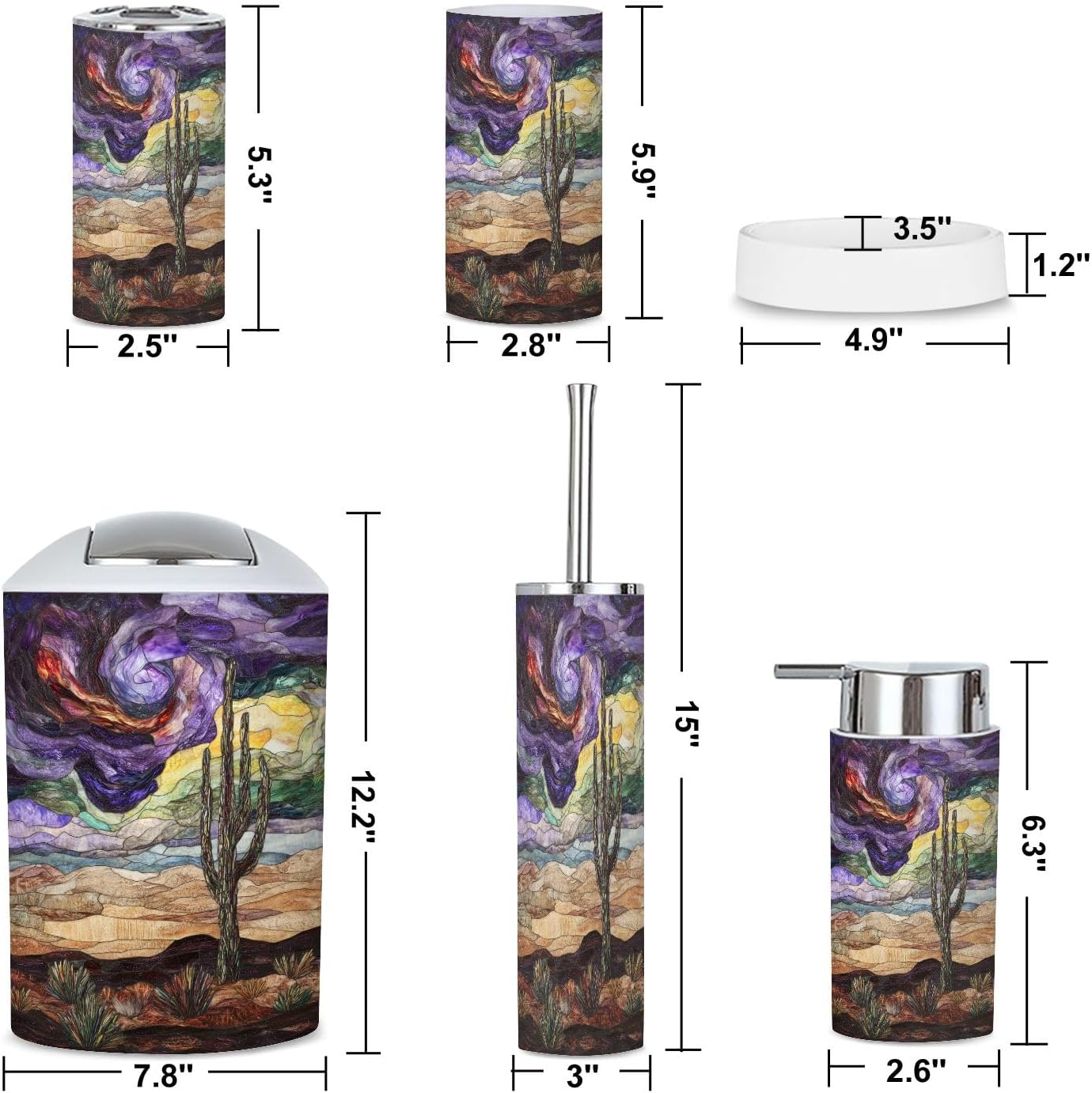 6 Piece Stormy Sky Cactus Bathroom Set