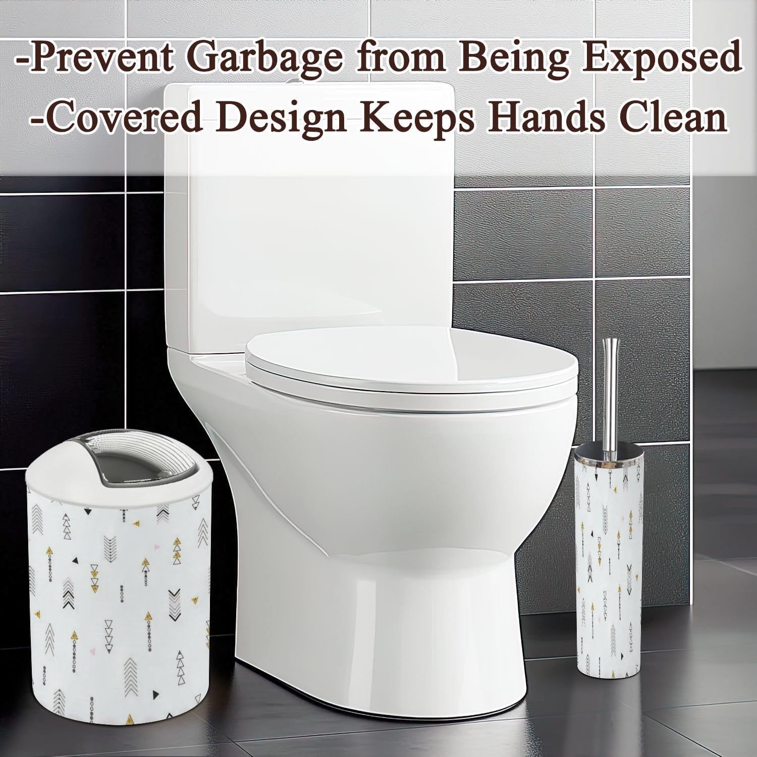 Modern Bathroom Accessories Set 6 Pcs in Black and Gold