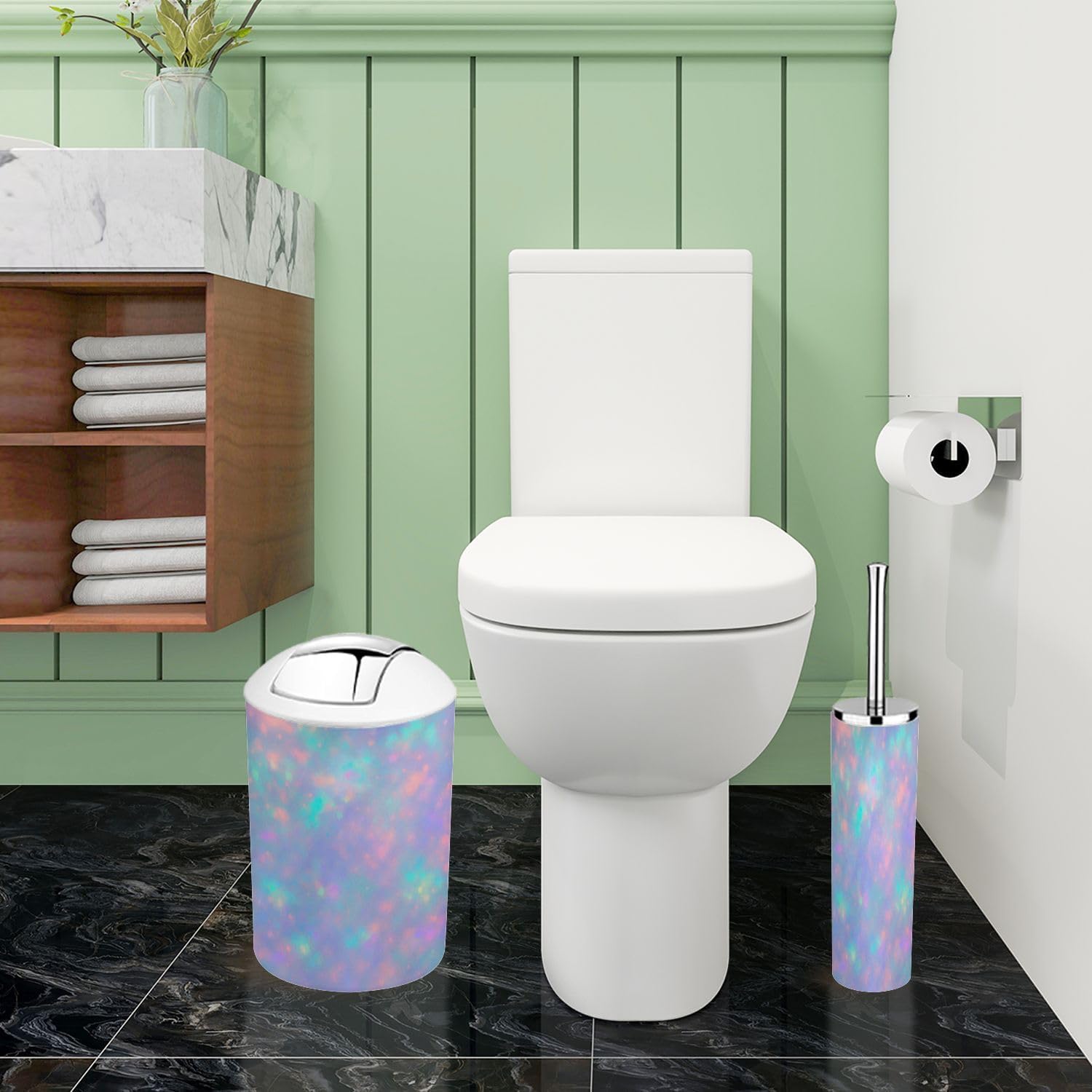Boho Opal Gemstone Bathroom Accessory Set 6 Piece