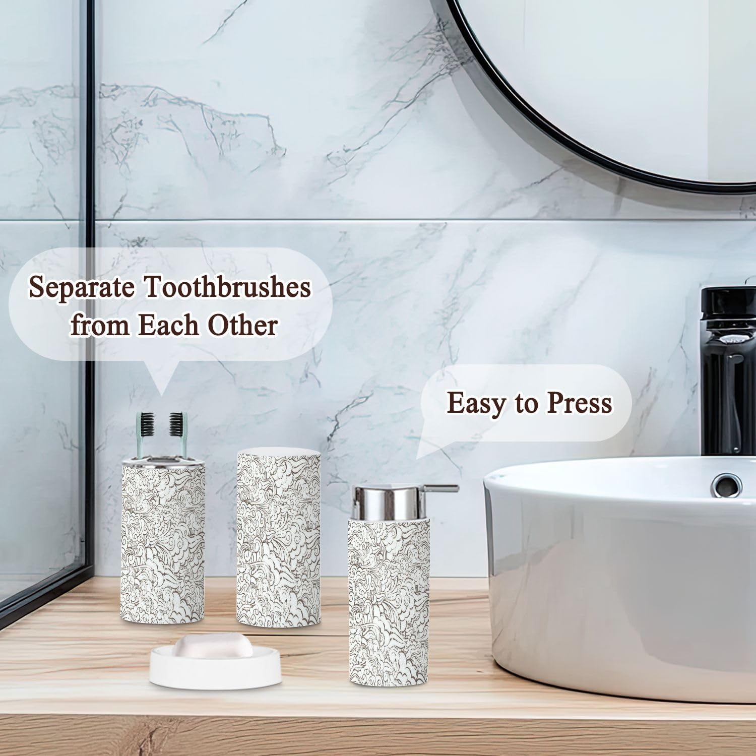 6 Piece Asian Style Bathroom Accessories Set