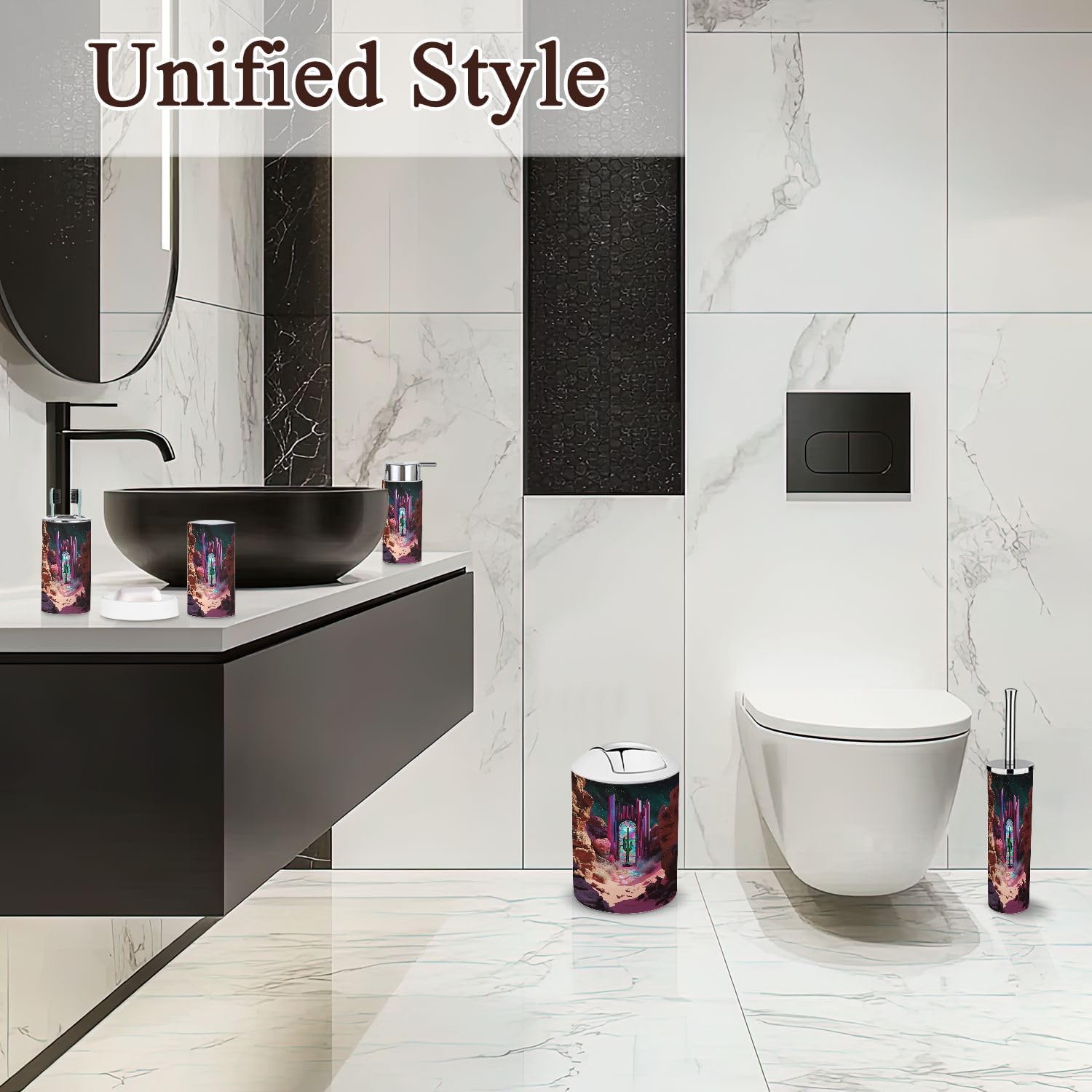 6-Piece Pastel Southwest Desert Boho Bathroom Set