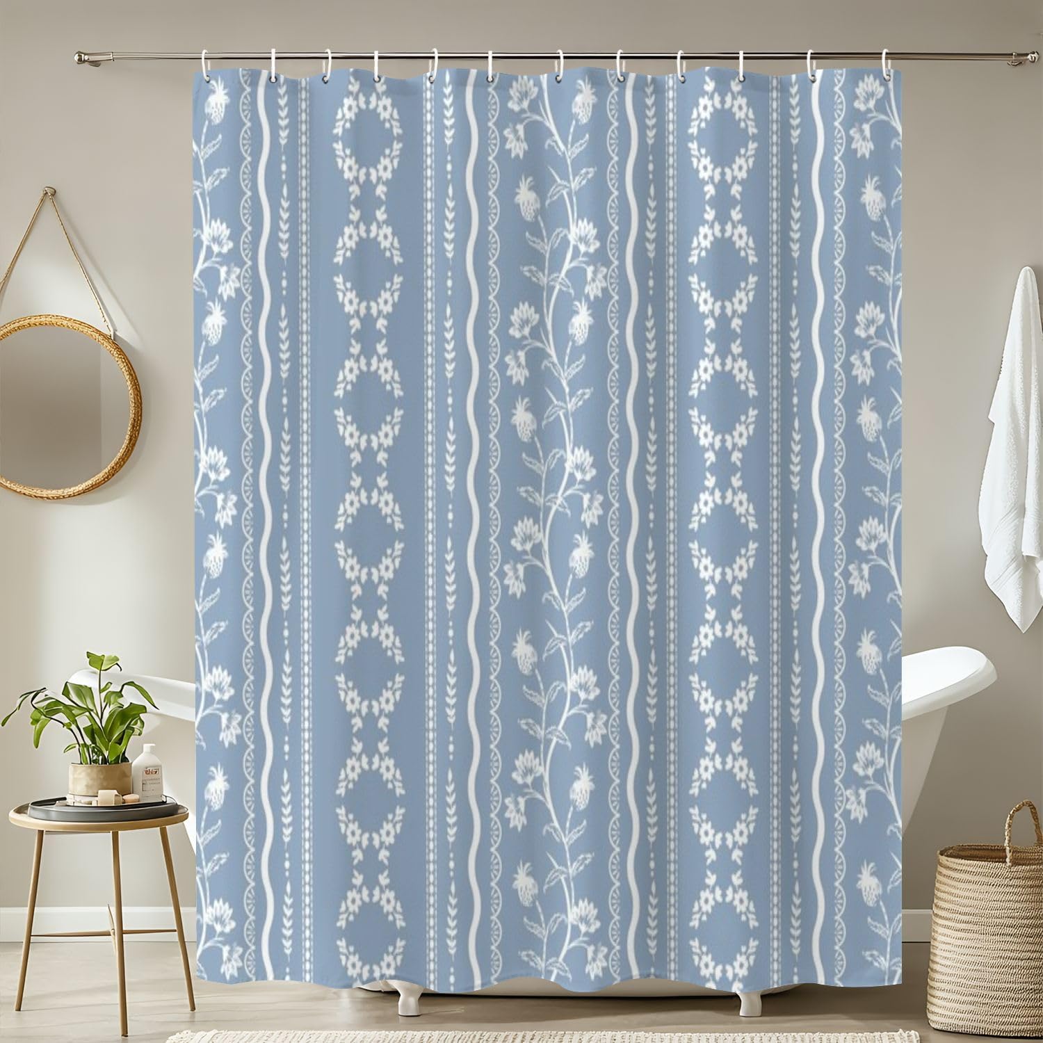 4 Pieces Shower Curtain Set with Rugs