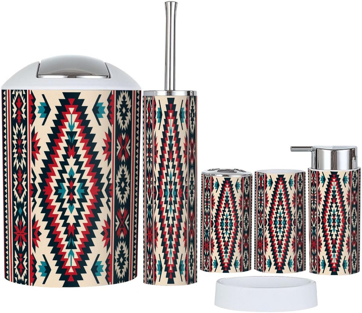 TRANQDEHOM Bathroom Accessory Set 6 Piece Boho Design