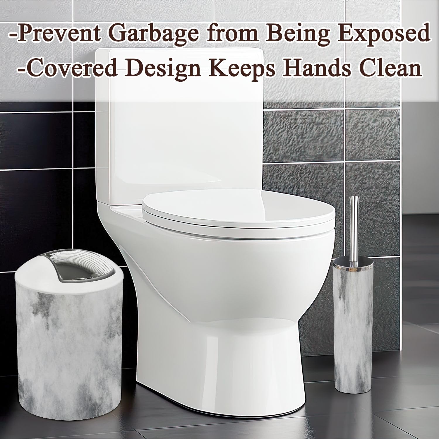 6 Piece Bathroom Accessories Set White Concrete Texture