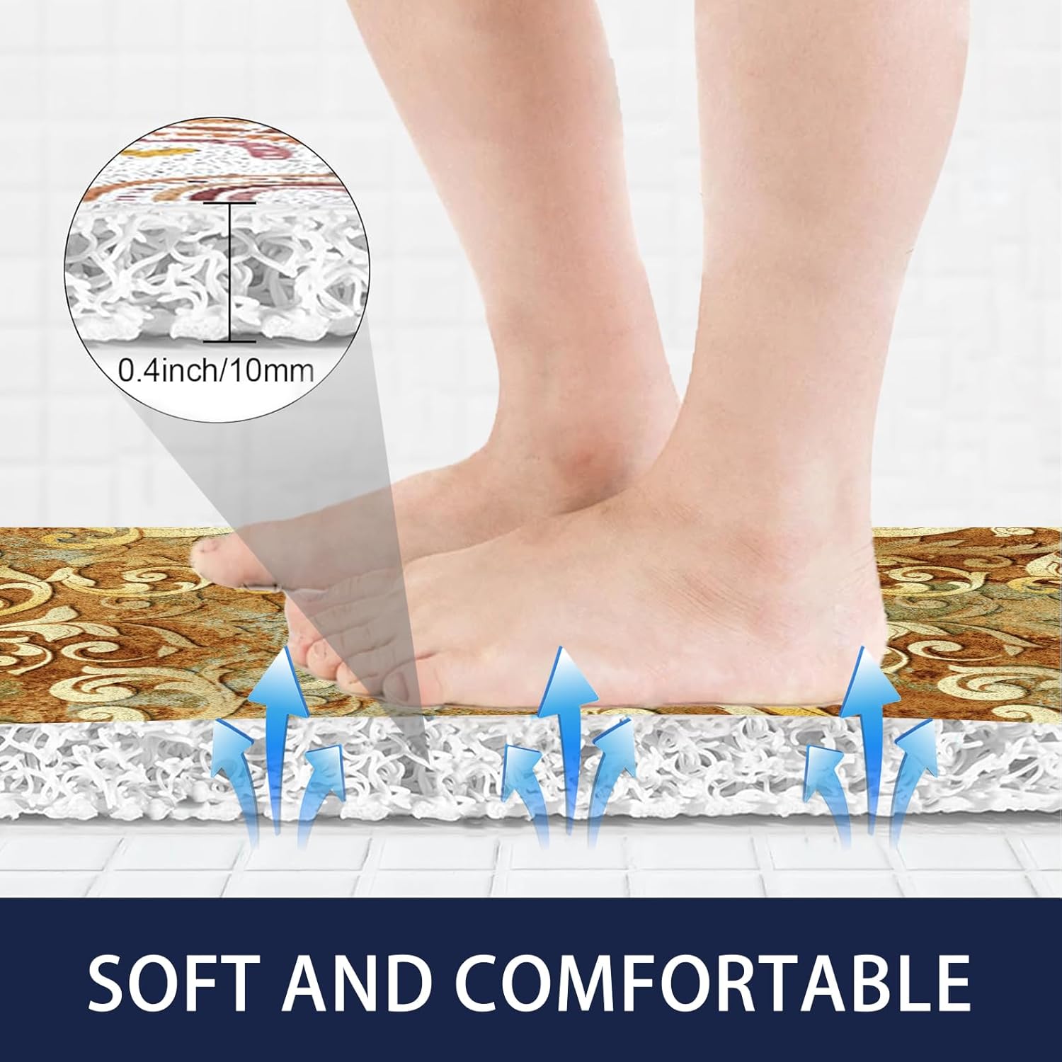 Rectangle Non Slip Shower Mat 2x3ft with Drain Hole