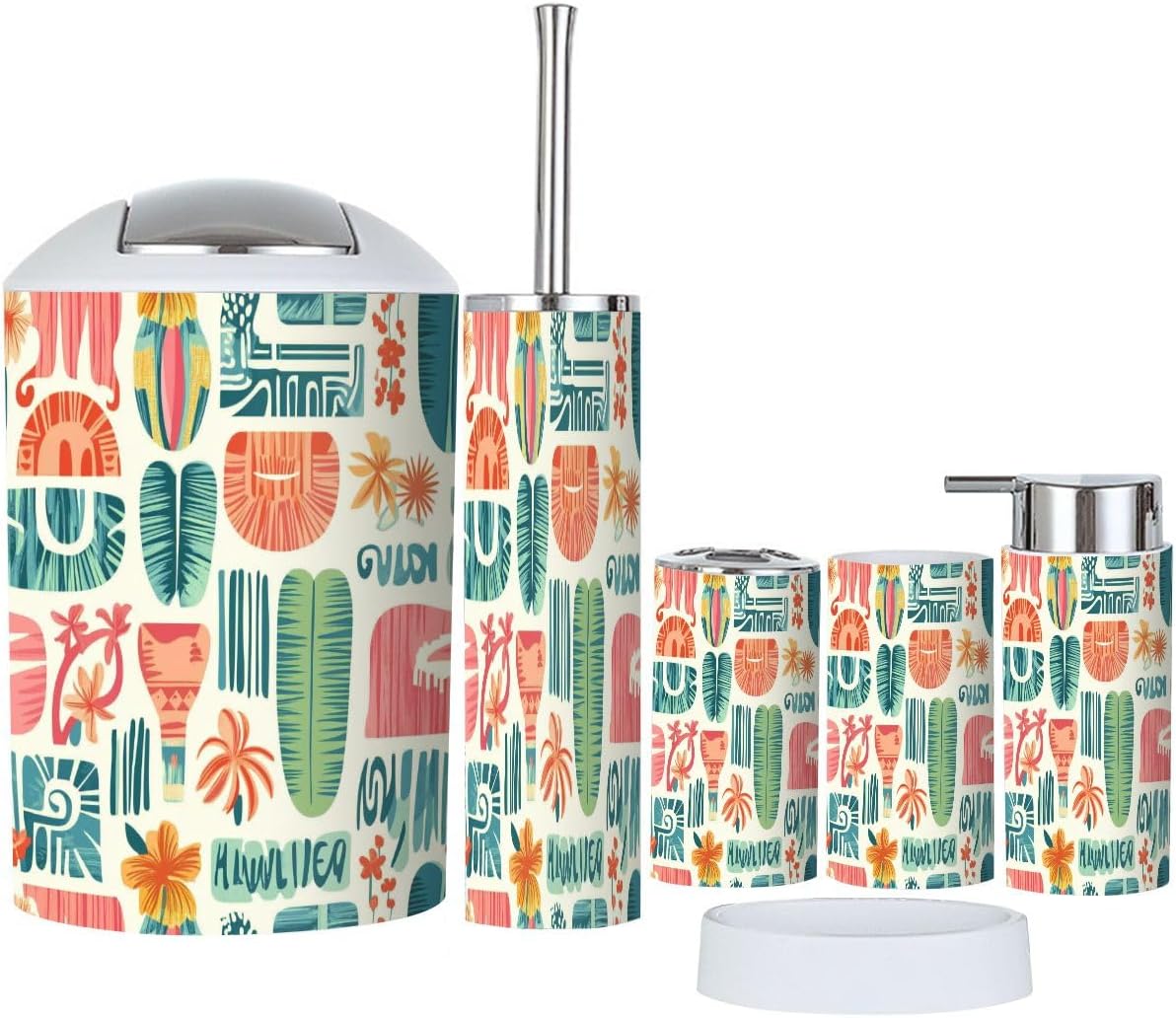 Boho Brown Bathroom Accessory Set 6 Piece