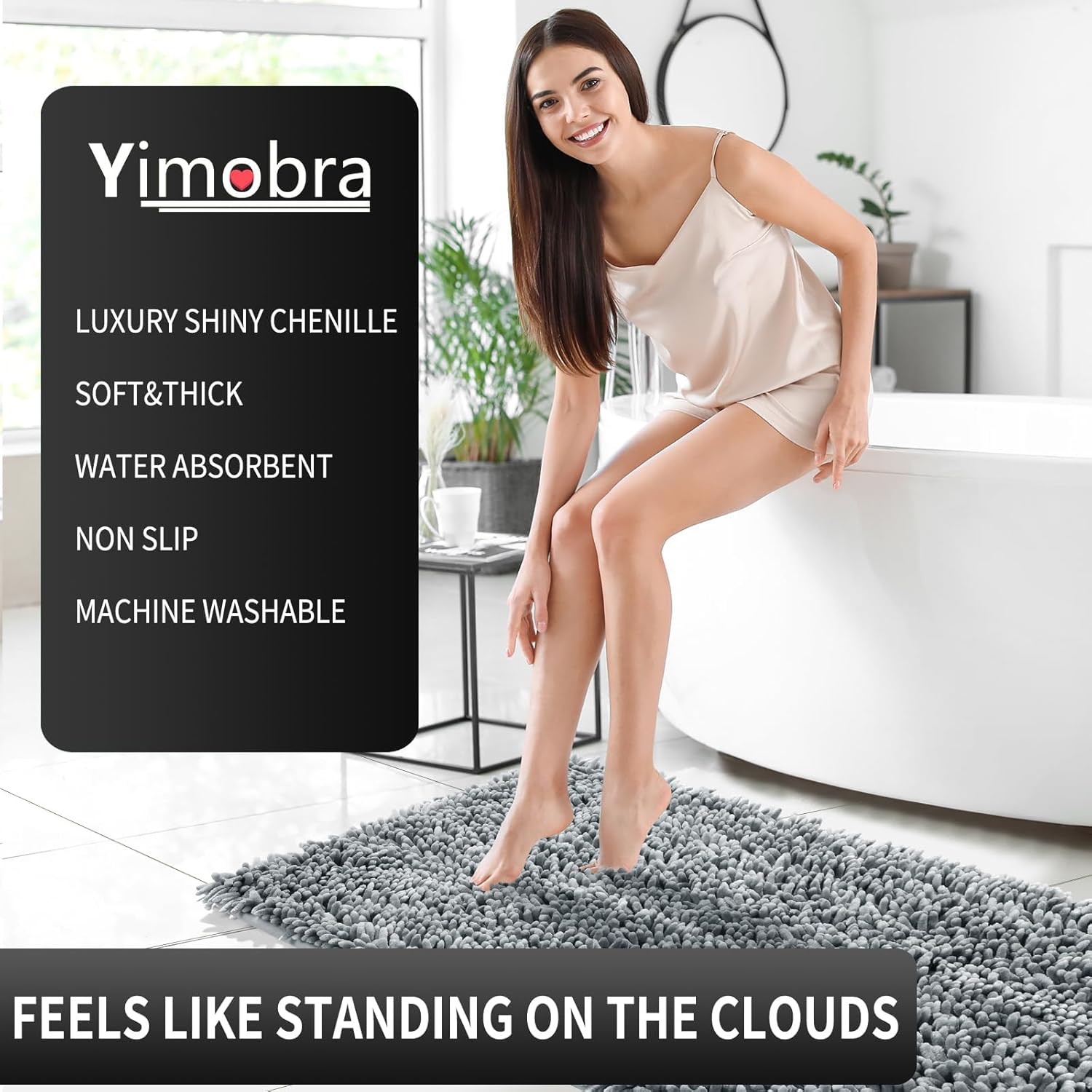 Yimobra Long Chenille Bath Rug Mat 441 x 24