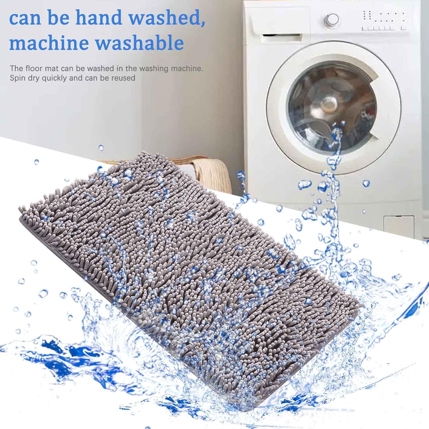 Scceatti Plush Kitchen Rugs Set Non-Slip Bathroom Mat
