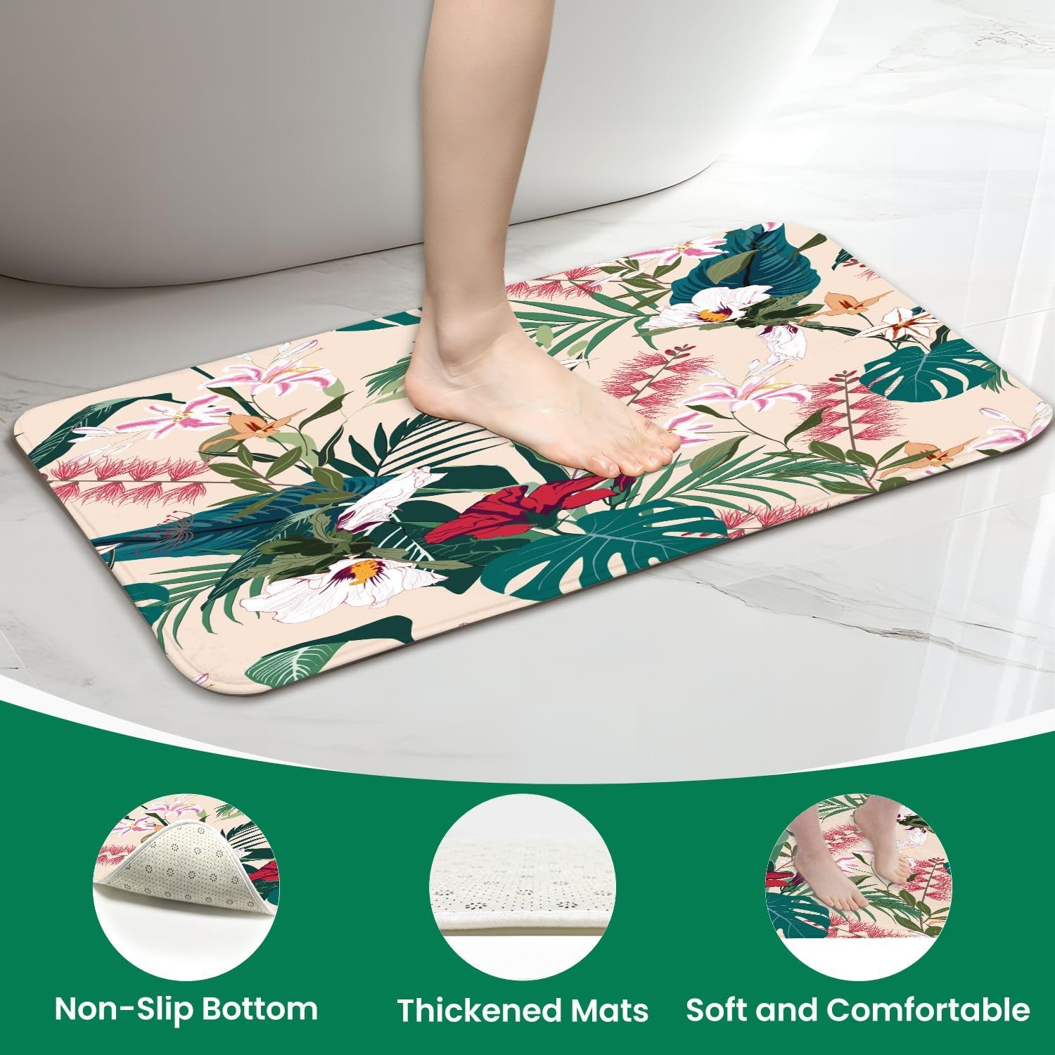 JCOOKLOFTS 4 Piece Tropical Flower Shower Set