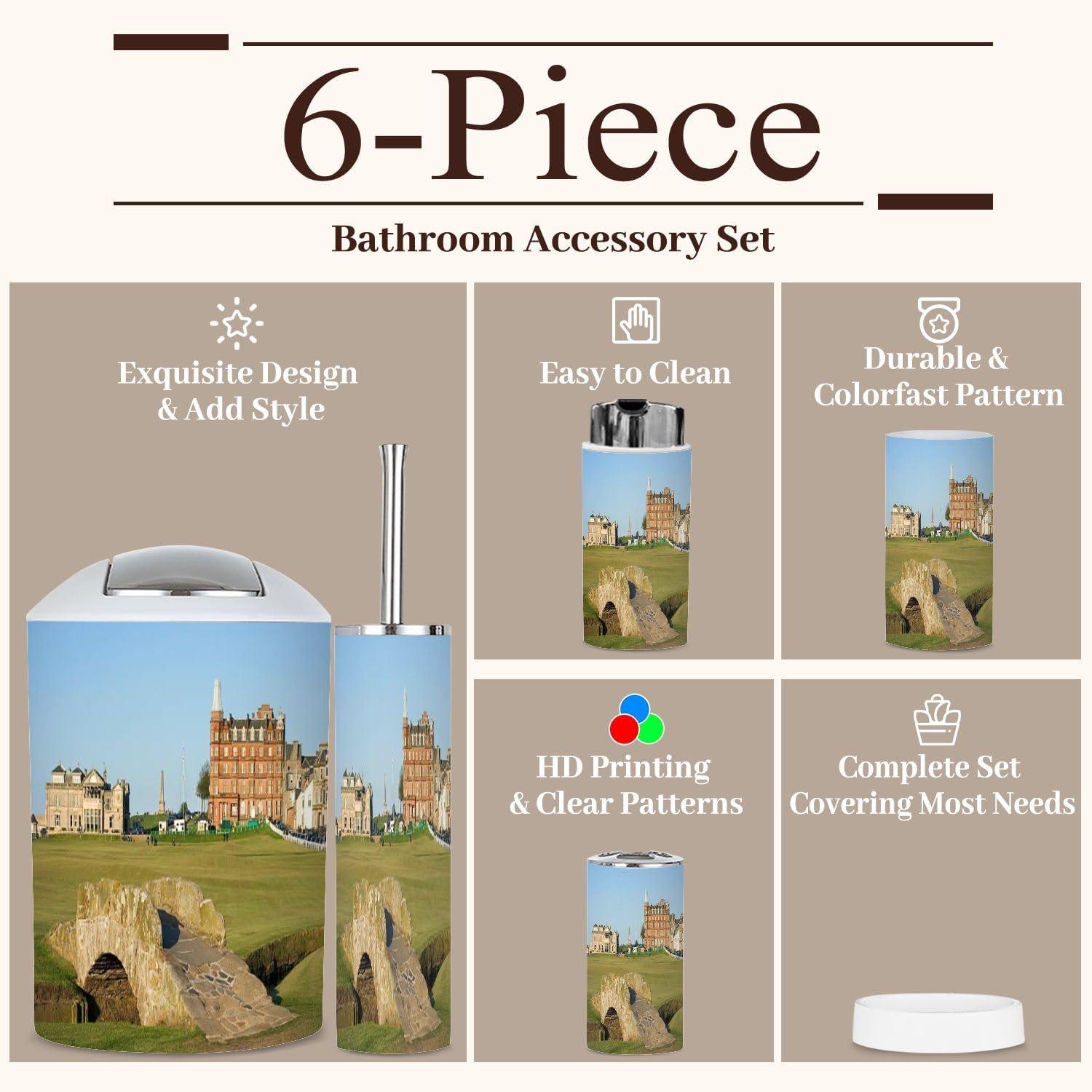 6 Piece Boho Decor Bathroom Accessories Set