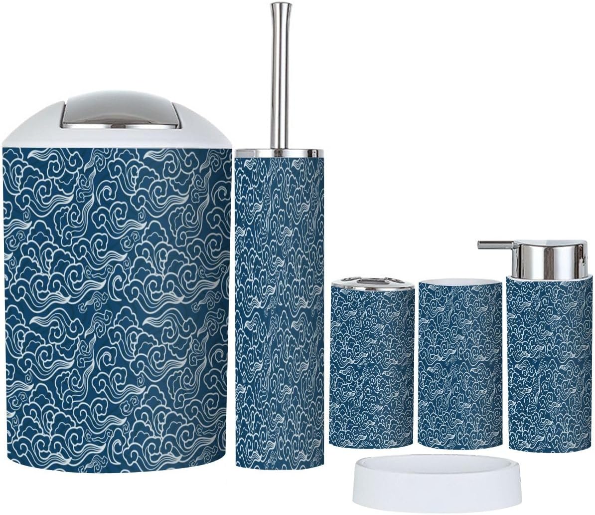 Traditional Japanese Bathroom Accessories Set 6 Pcs