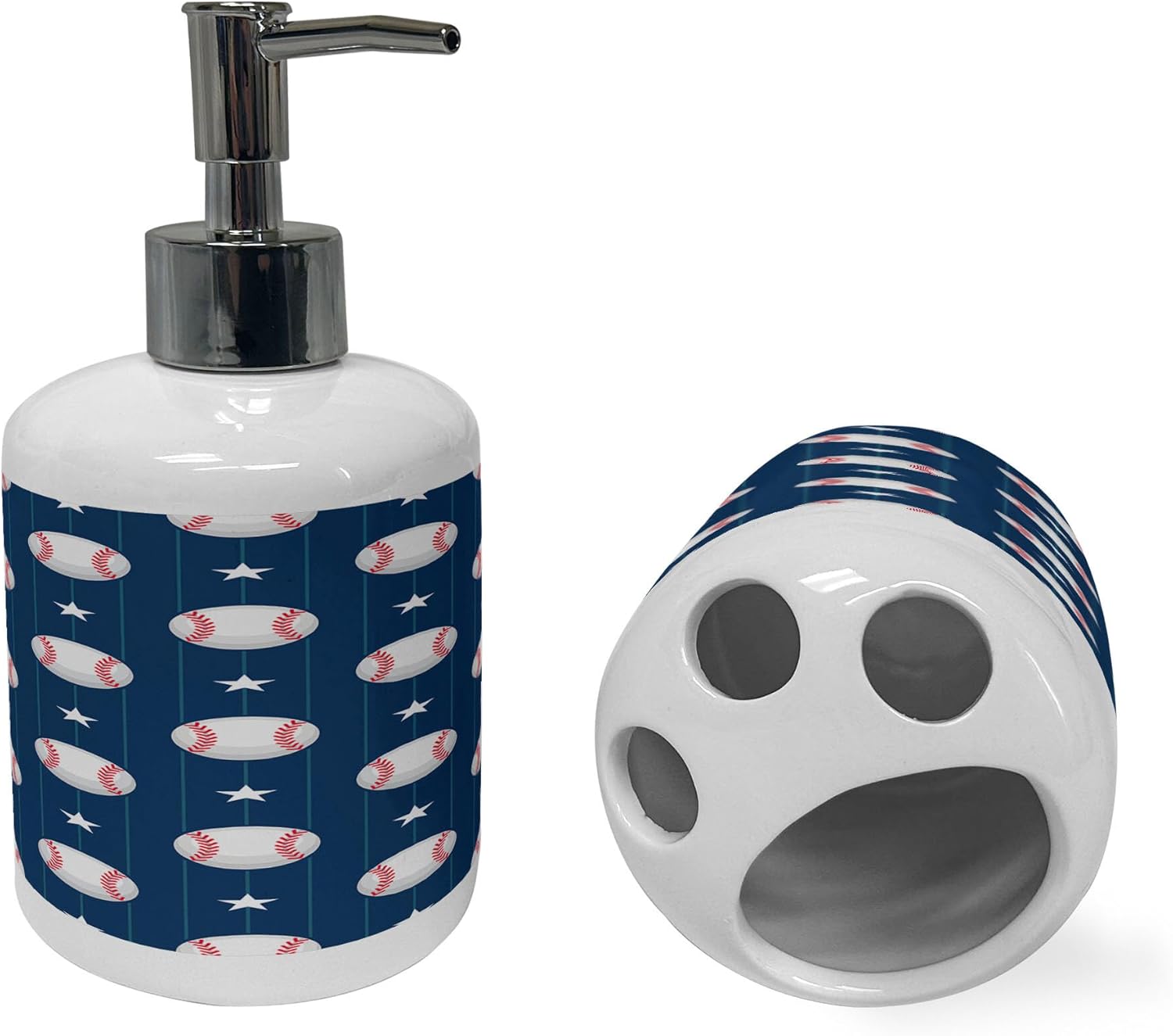 Ambesonne Sports Soap Dispenser and Toothbrush Holder Set 1