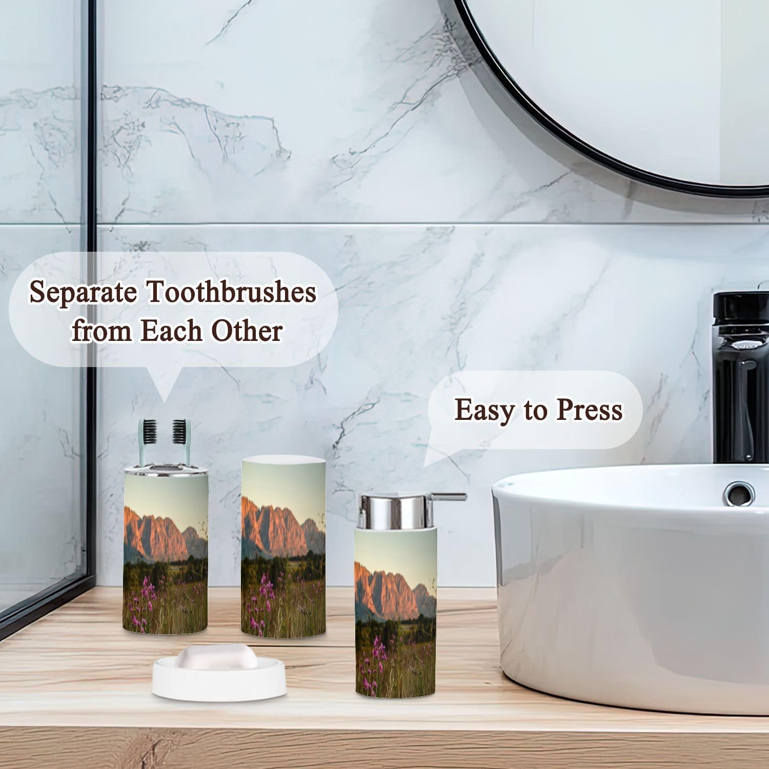 Cosmos Flowers Bathroom Accessories Set 6 Piece