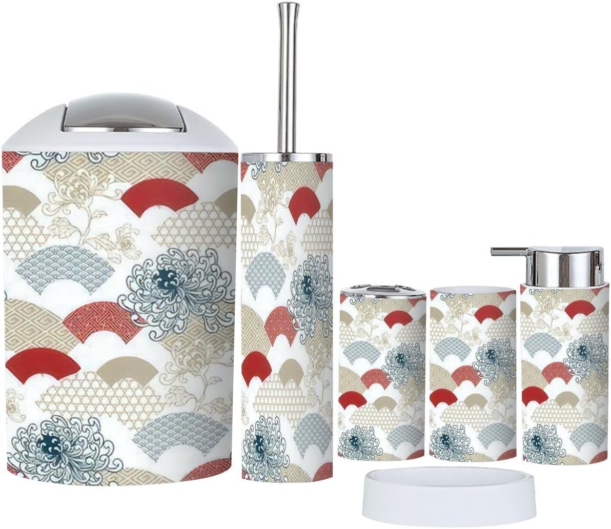 Traditional Geometric Bathroom Accessories Set 6 Pcs