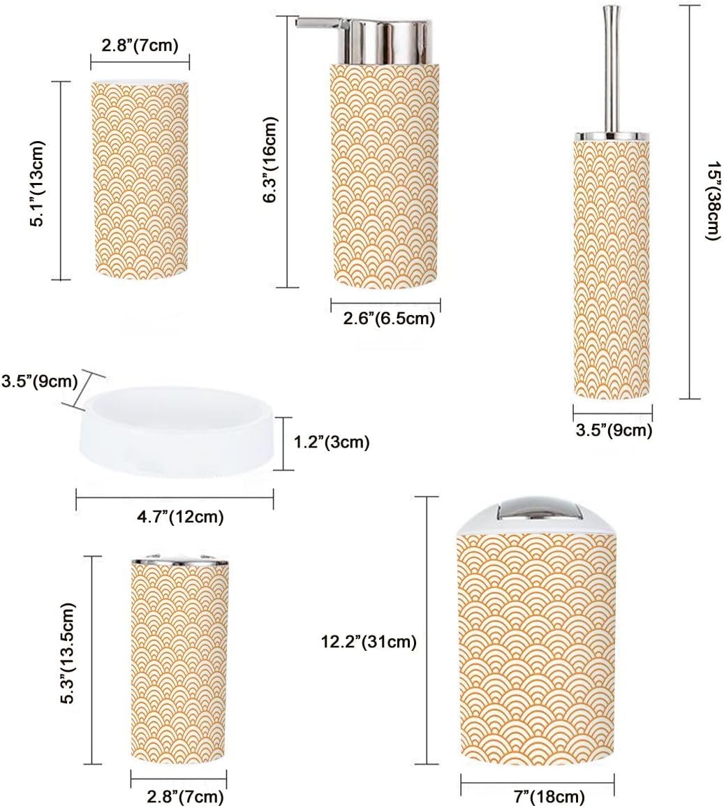 6 Pcs Durable Japanese Style Bathroom Accessories Set