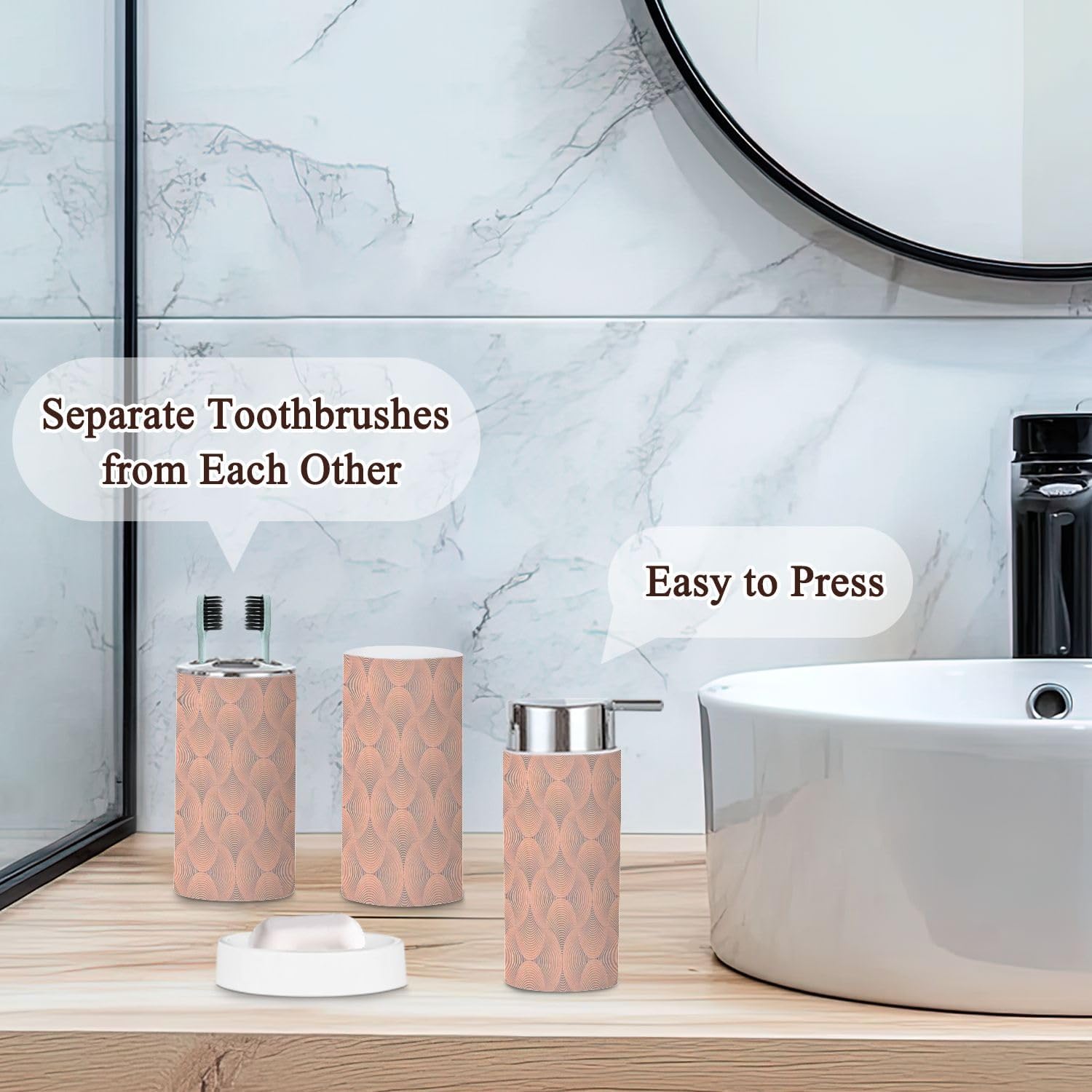 Modern Bathroom Accessories Set 6 Pcs Durable Functional