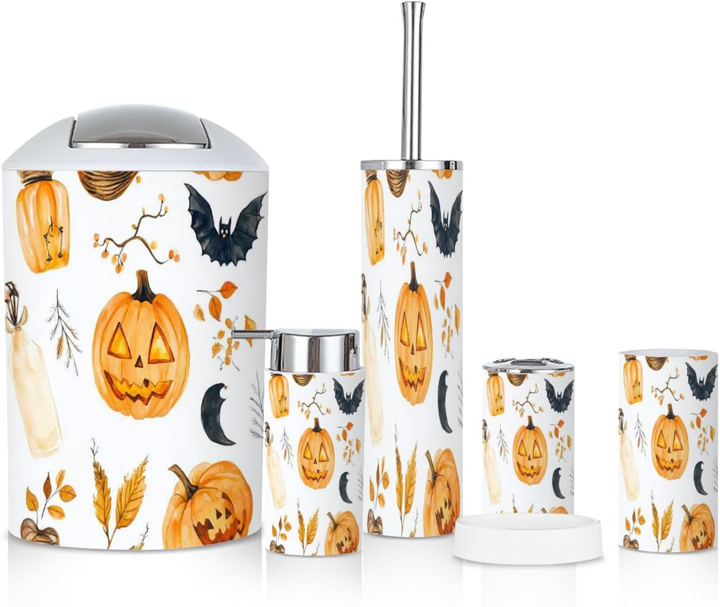 6 Piece Bathroom Accessories Set for Halloween and Thanksgiving