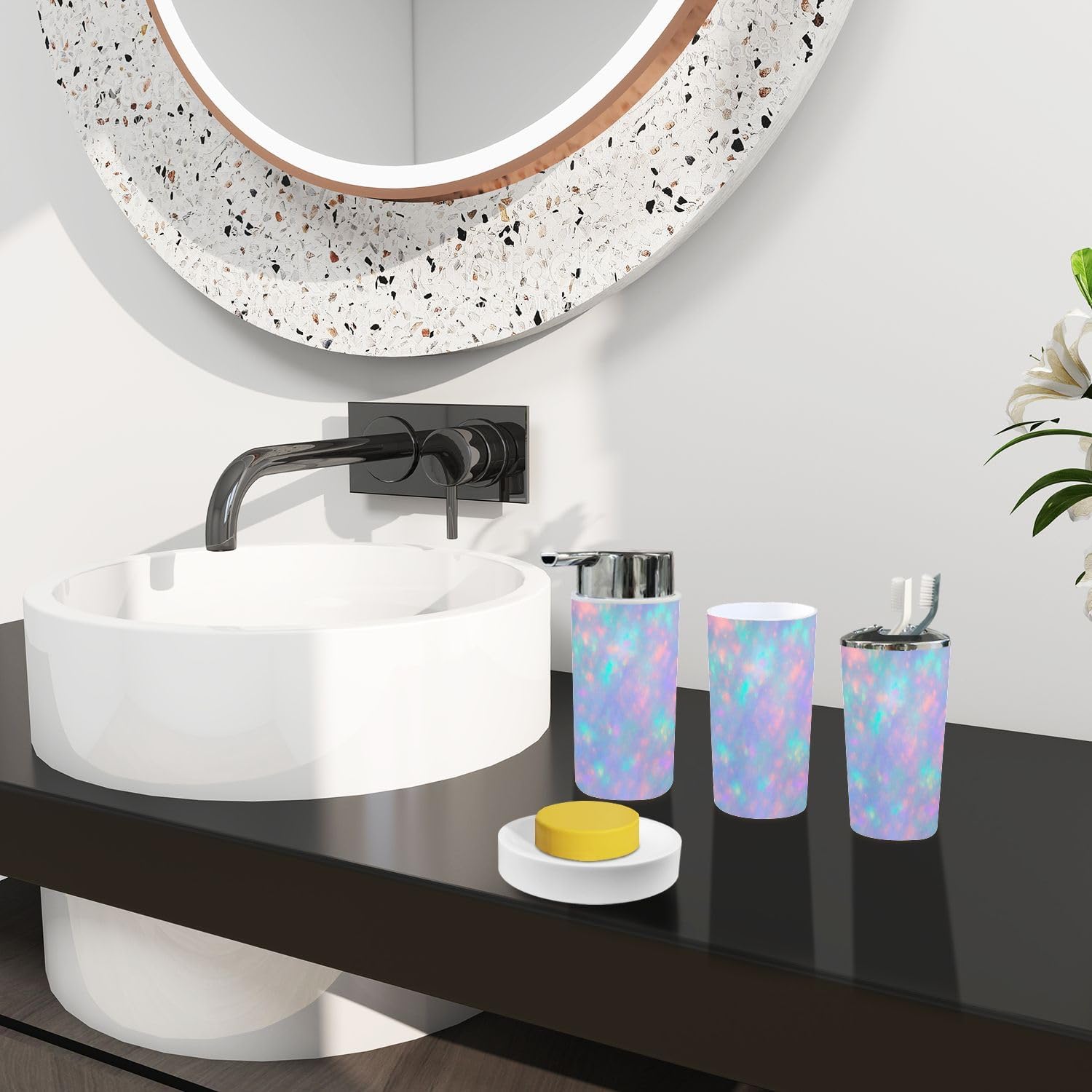 Boho Opal Gemstone Bathroom Accessory Set 6 Piece