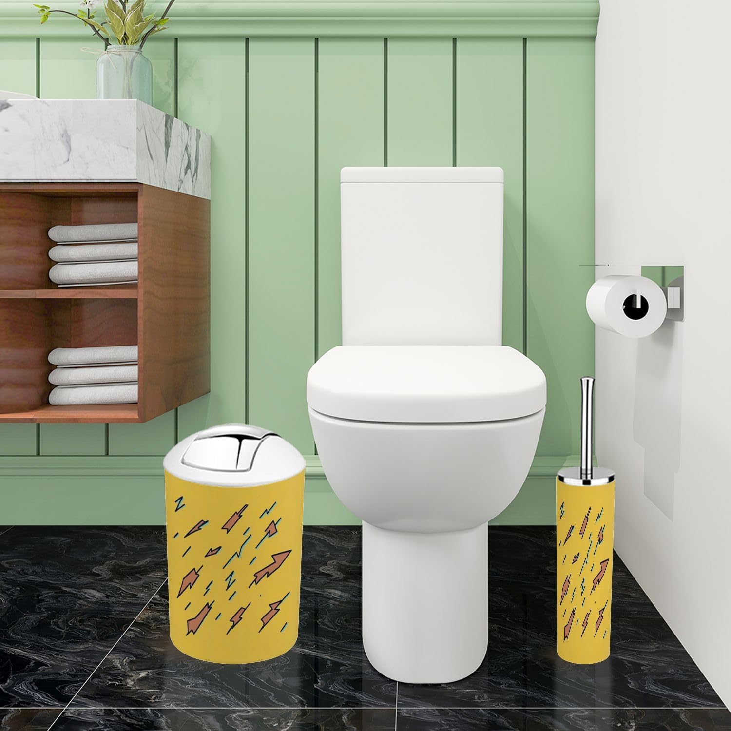 Boho Yellow Bathroom Accessory Set 6 Piece