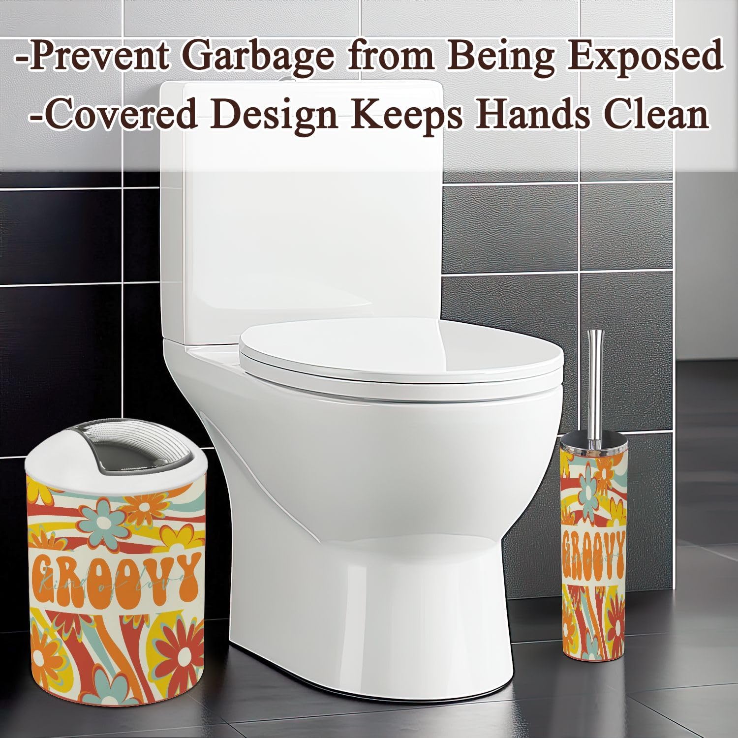 6 Piece Retro Rainbow Bathroom Accessories Set