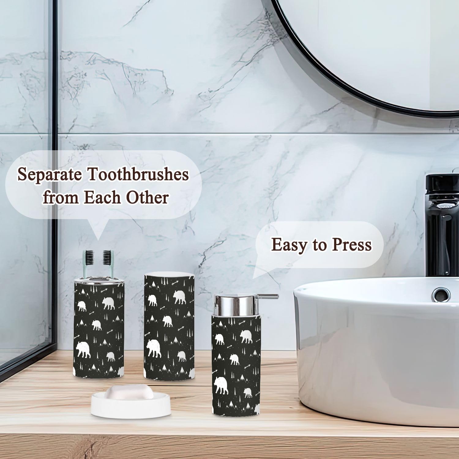 Stylish Cartoon Bathroom Accessories 6 Pcs Set
