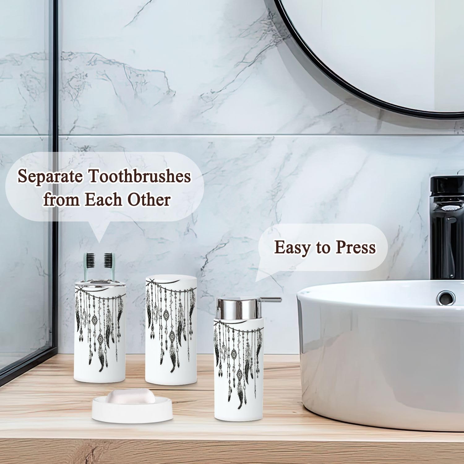 Tribal Theme Bathroom Accessories Set 6 Pcs 1