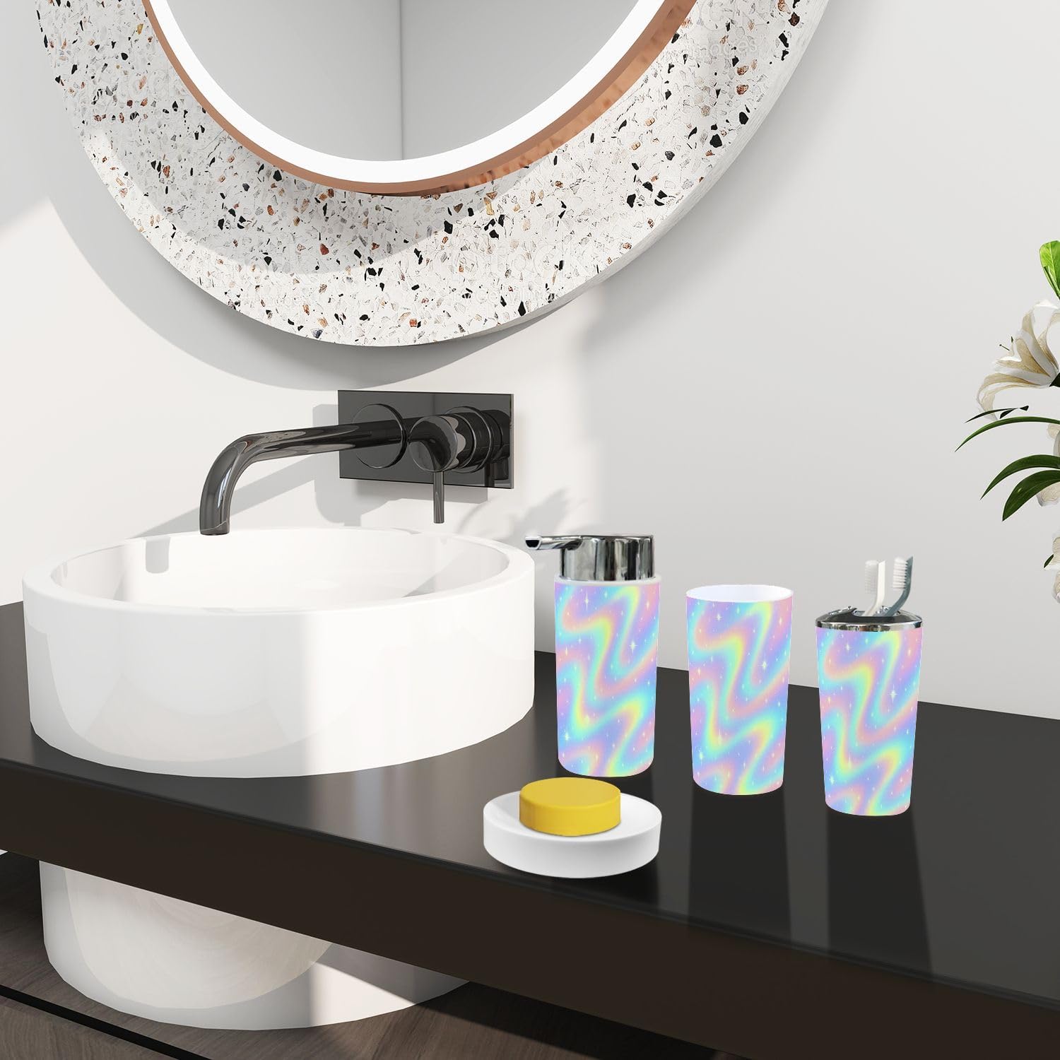 Boho Dreamy Rainbow Bathroom Accessory Set of 6
