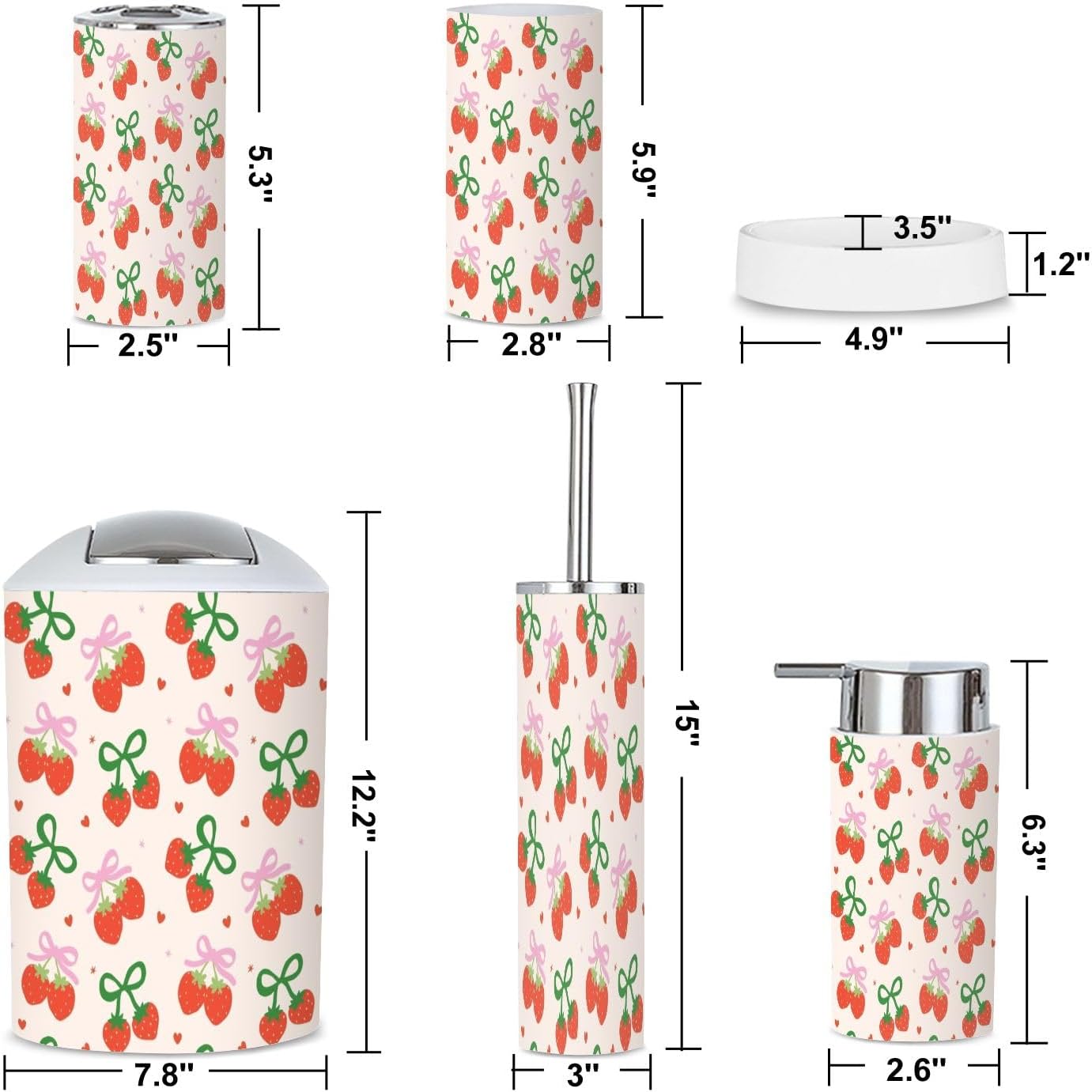6 Piece Retro Coquette Bathroom Accessories Set