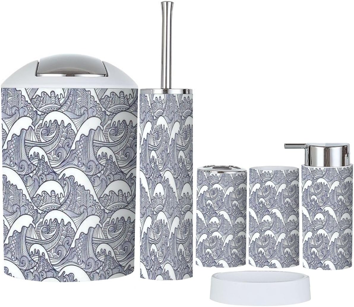 Bathroom Accessories Set 6 Pcs Durable Modern Storage