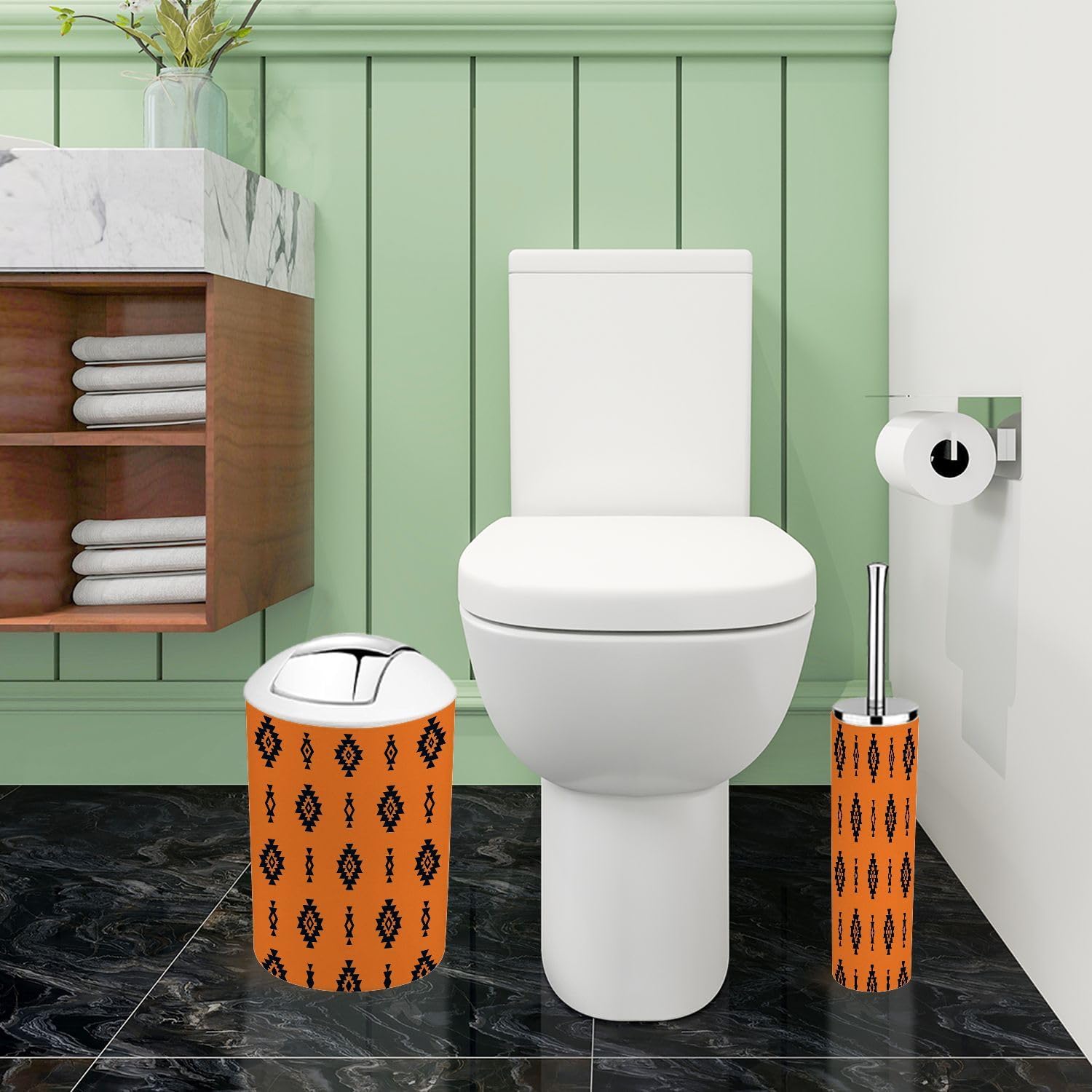 Boho Bathroom Accessory Set 6 Piece Tribal Design