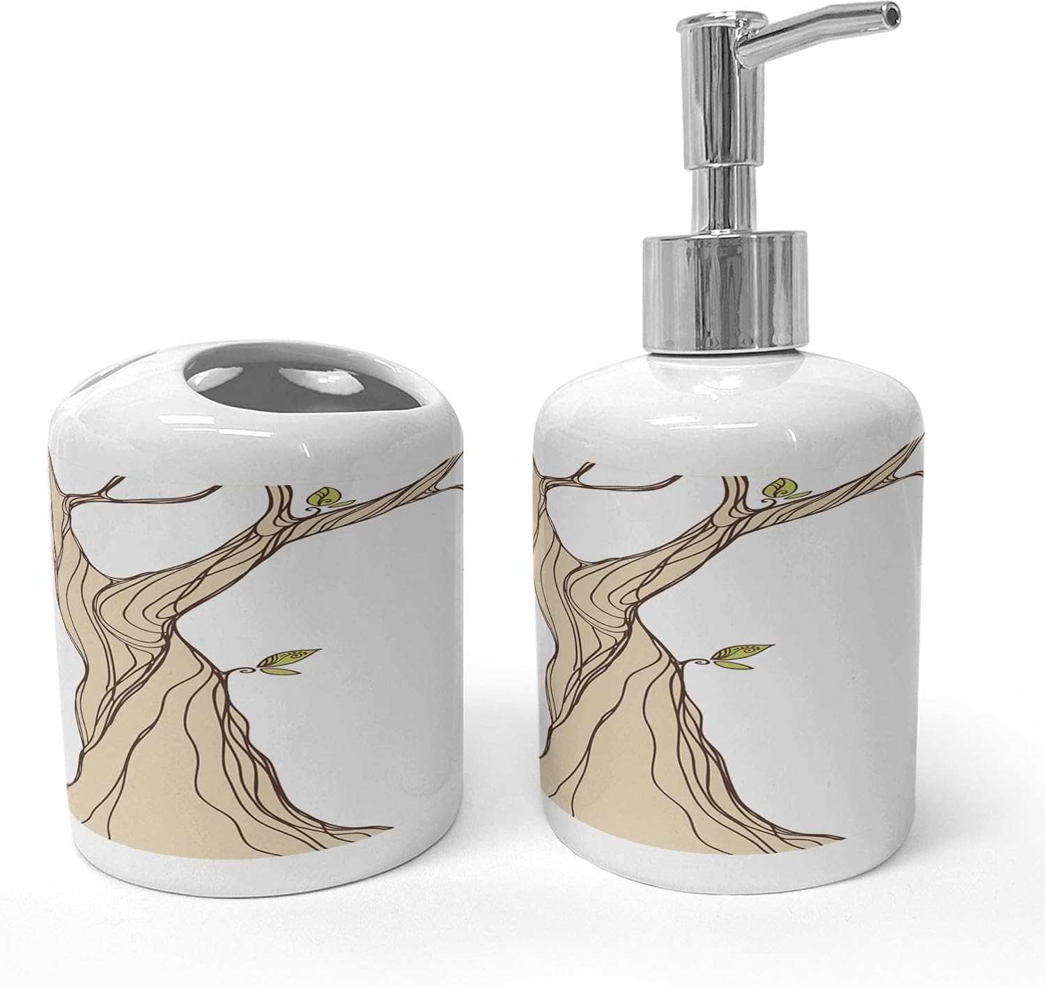 Ambesonne Cartoon Soap Toothbrush Holder Set 2 Pc Ceramic