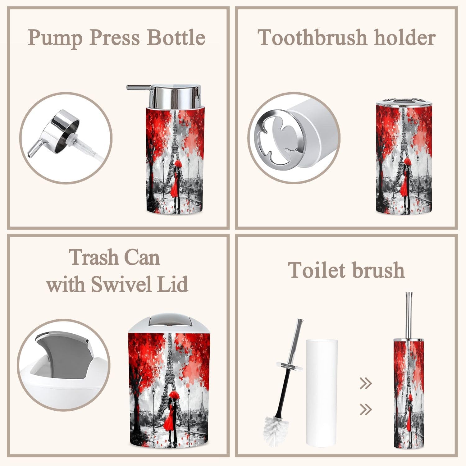 6 Piece Modern Bathroom Accessories Set 1