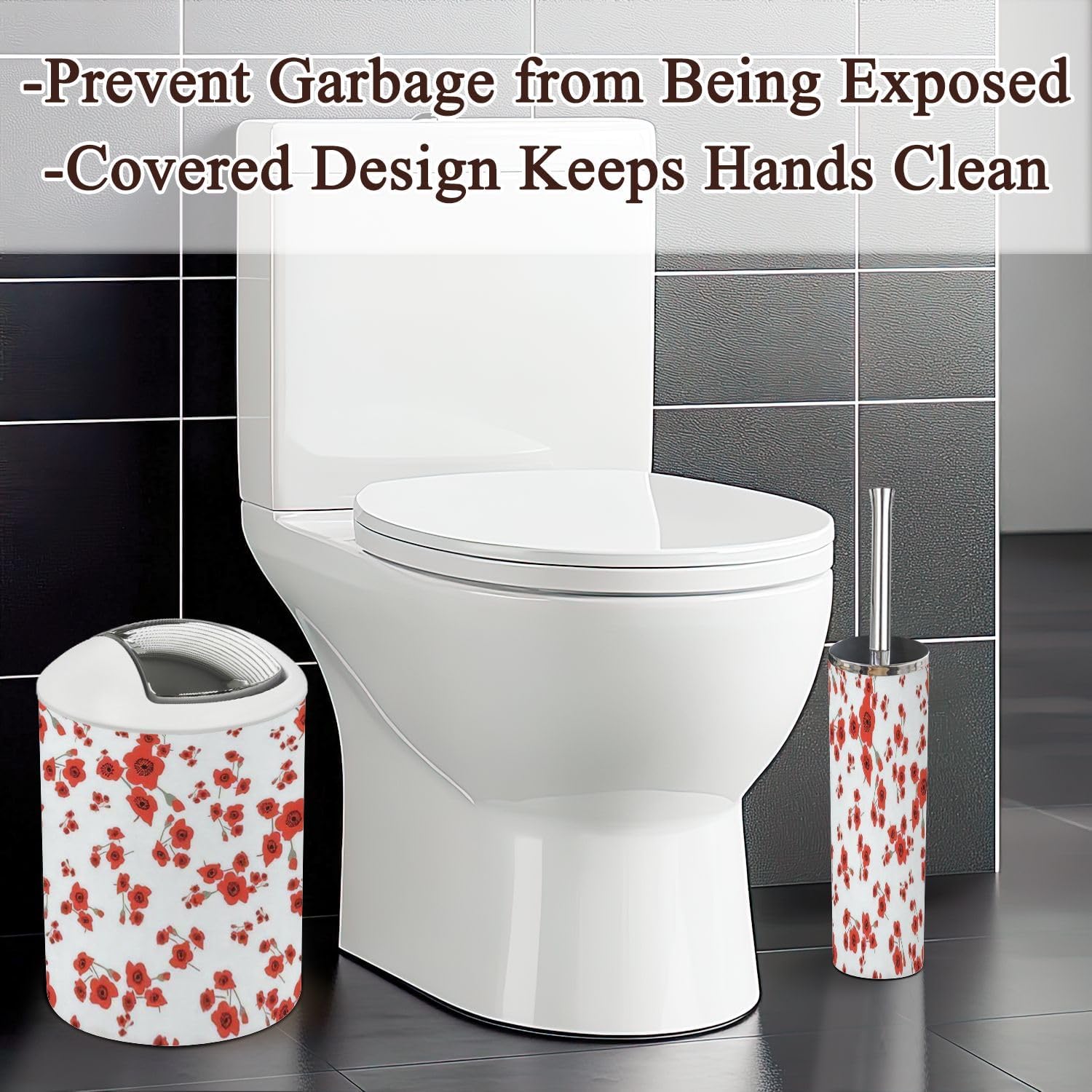 6 Piece Bathroom Accessories Set with Red Toss