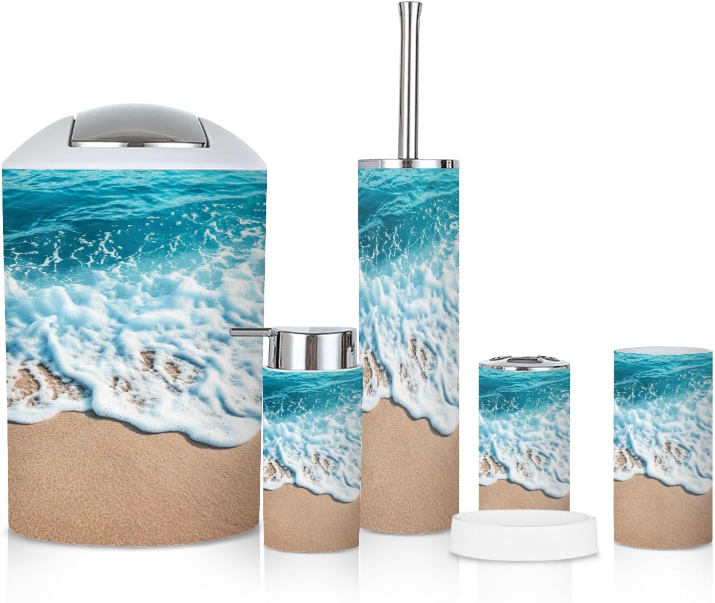 6-Piece Bathroom Accessories Set with Soft Wave Design
