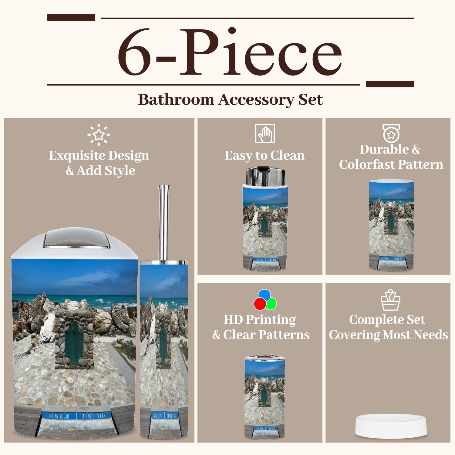6 Piece Cape Agulhas Boho Bathroom Set