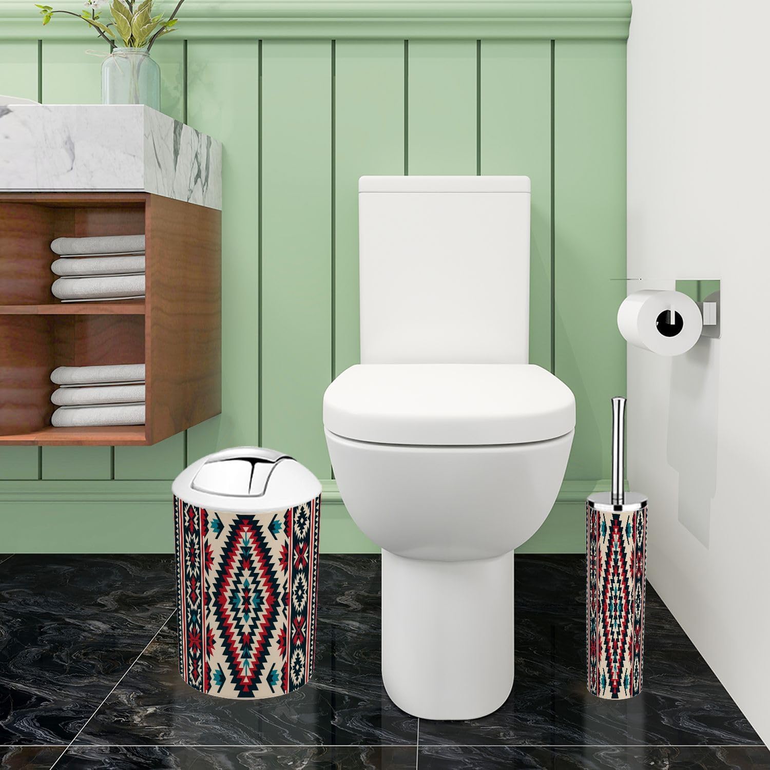 TRANQDEHOM Bathroom Accessory Set 6 Piece Boho Design