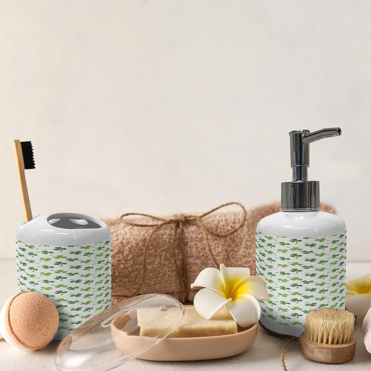 Ambesonne St Patricks Day Soap Toothbrush Holder Set