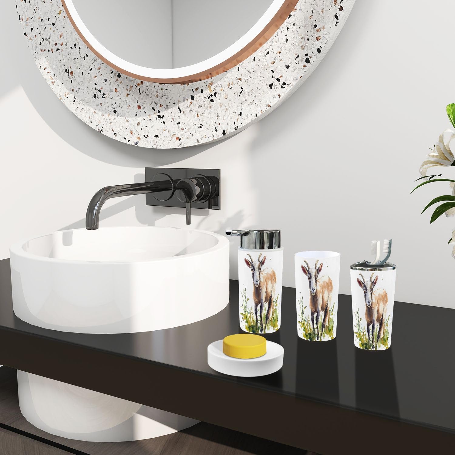 Boho Bathroom Accessory Set 6 Piece Modern Design 1