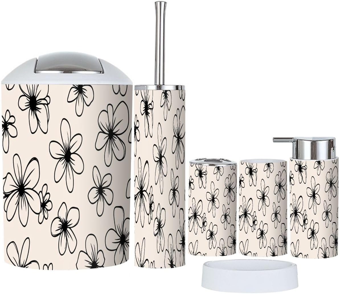 TRANQDEHOM 6 Piece Boho Style Bathroom Accessories Set